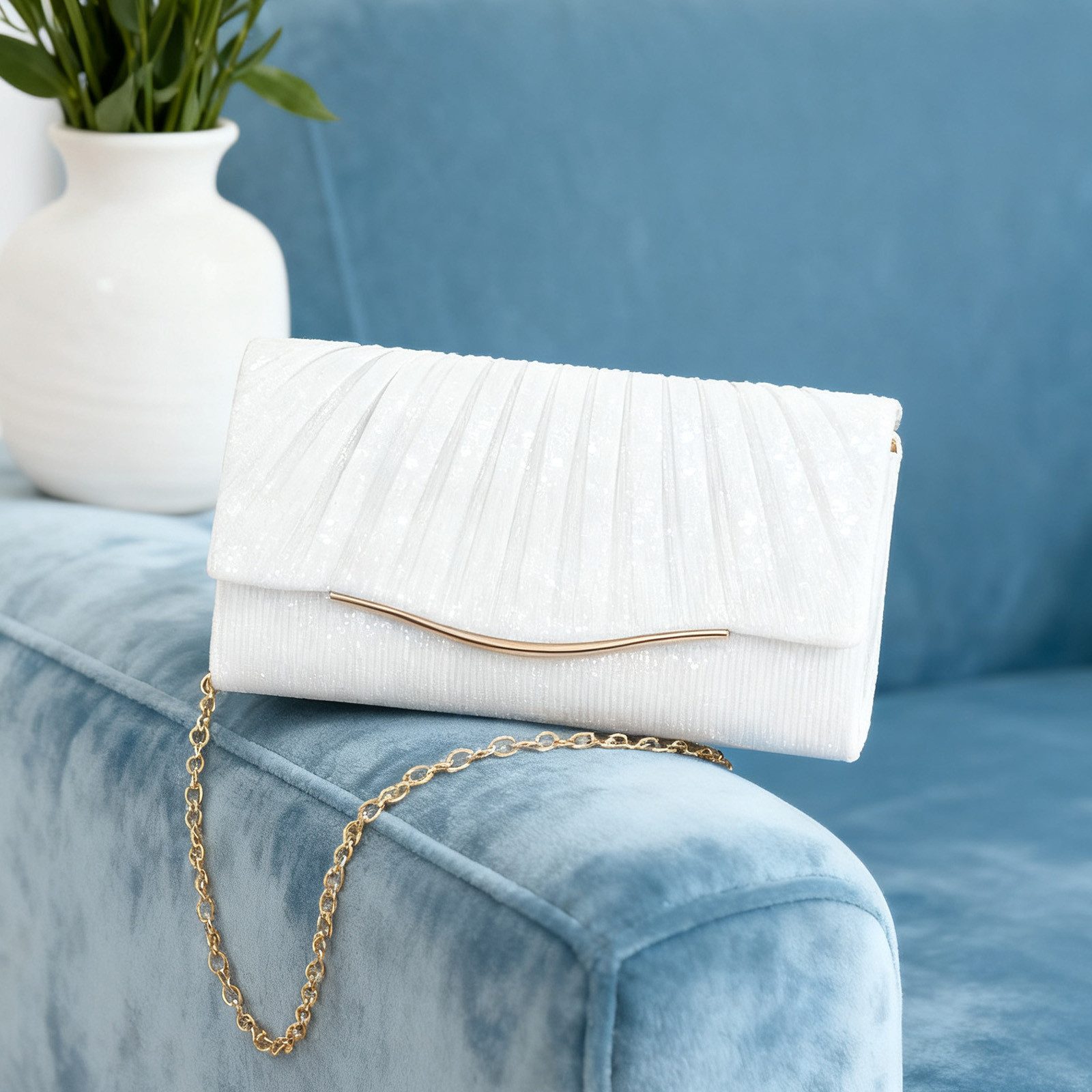 MODFU Abendtasche Funkelnde Handtasche Damen Kosmetik-Etui Crossbody (Kompakte Maße mit praktischem Kartenfach Abnehmbare 120-cm-Kette, 1-tlg., für Hand- Schulter- oder Crossbody-Trageweise), für Hochzeiten Partys Bankette und festliche Events