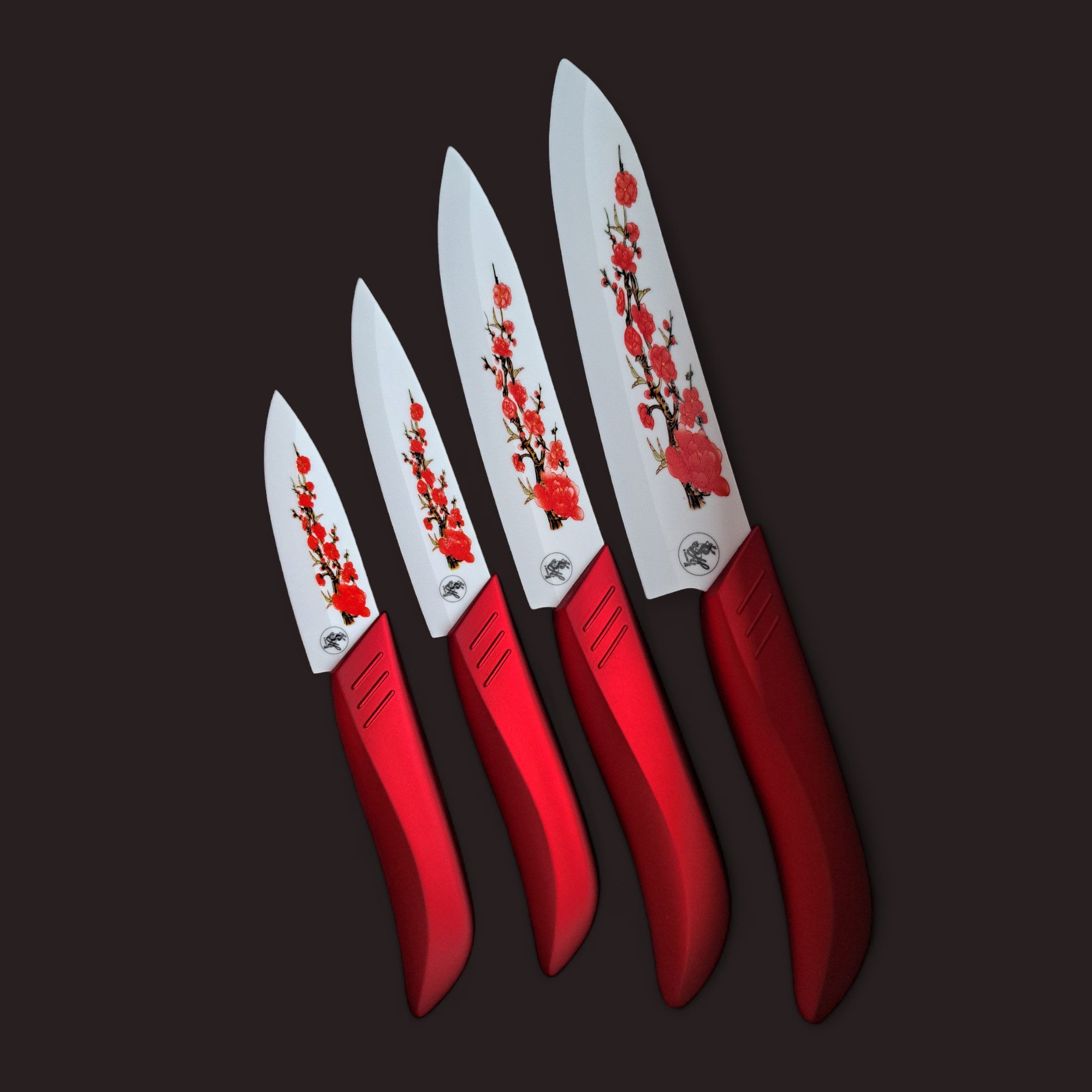 S-HubOla/SHubOla Messer-Set Keramik Messer Set 5 Tlg. Küchenmesser Kochmesser Allzweckmesser (5} Teilige Set (4 Messern und 1 Schäler), 5-tlg., 1 obstmesser, 2 Alzweckmesser, 1 Kochmesser/Chefmesser,1Schäler), Keramik 5 Teilige Set, Sakura, ultrascharf, ergonomisch