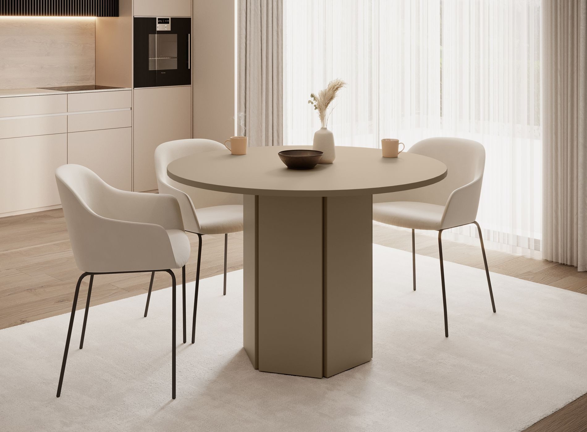 Selsey Esstisch HEXA, Rund, zylindrisches Gestell, Durchmesser 110 cm günstig online kaufen