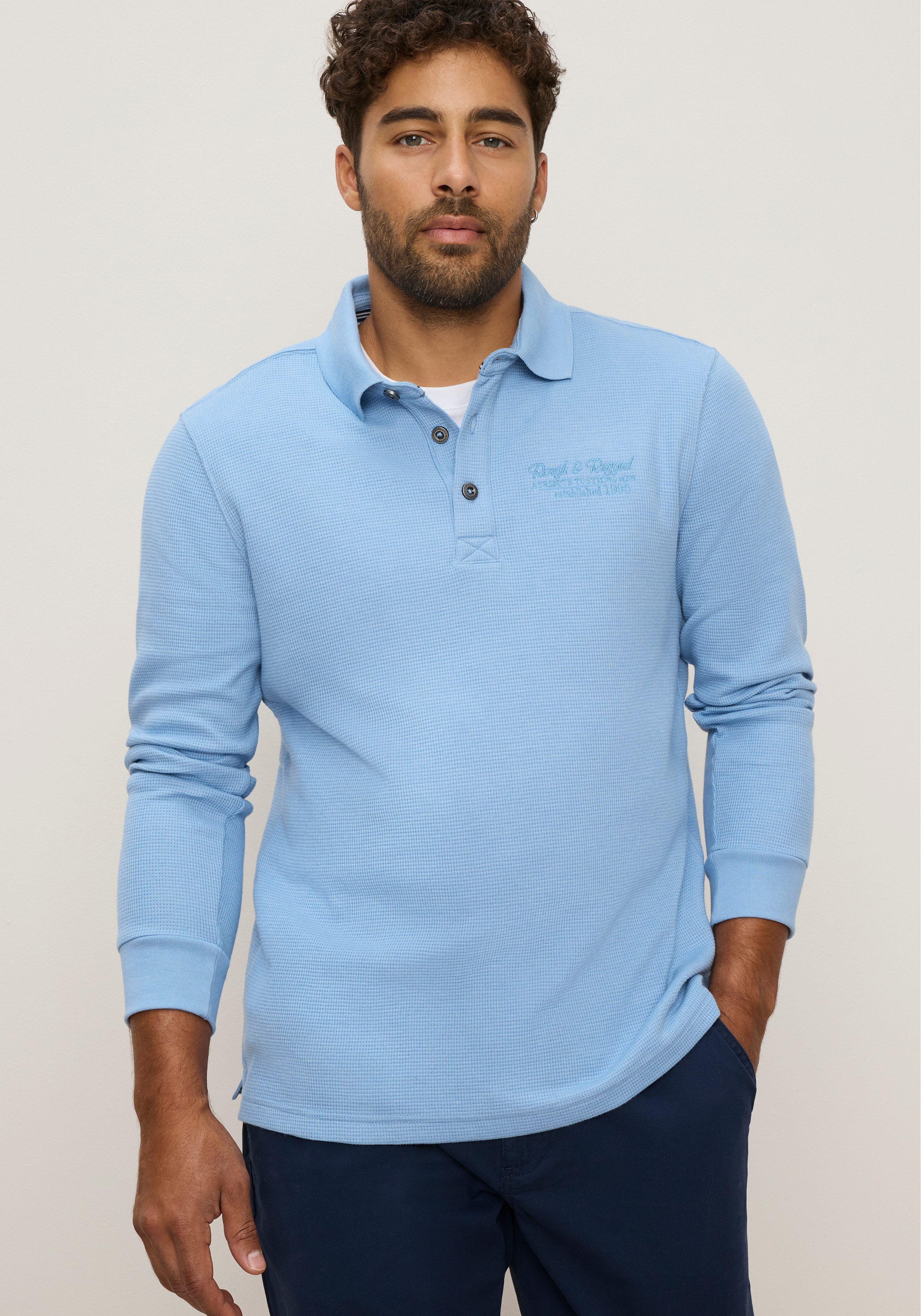 Man's World Poloshirt normale Passform, mit Langarm, klassischer Stil