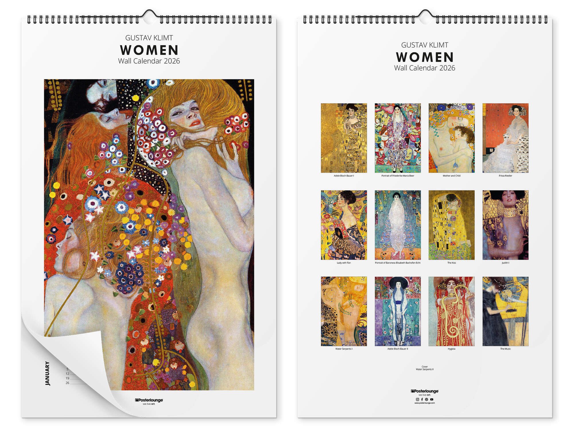 Posterlounge Kunstkalender Gustav Klimt Календари - Women 2026, erhältlich als Настенный календарь 2026 in verschiedenen Größen