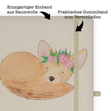 Mr. & Mrs. Panda Notizbuch Wüstenfuchs Blumen - Transparent - Geschenk, Kladde, Schreibbuch, Afr Mr. & Mrs. Panda, Handgefertigt