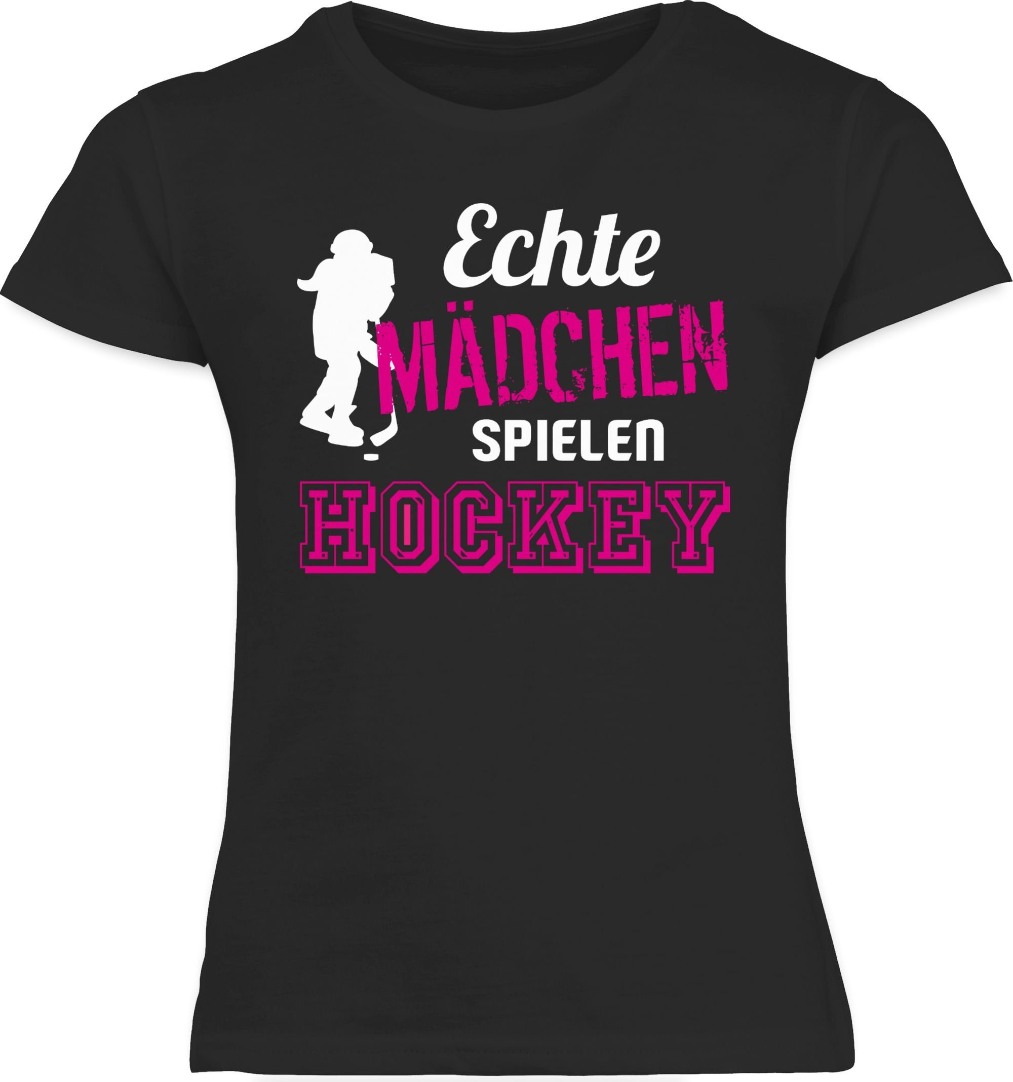 Mädchen Schwarz Kleidung Echte spielen T-Shirt Kinder Shirtracer Sport Hockey 2