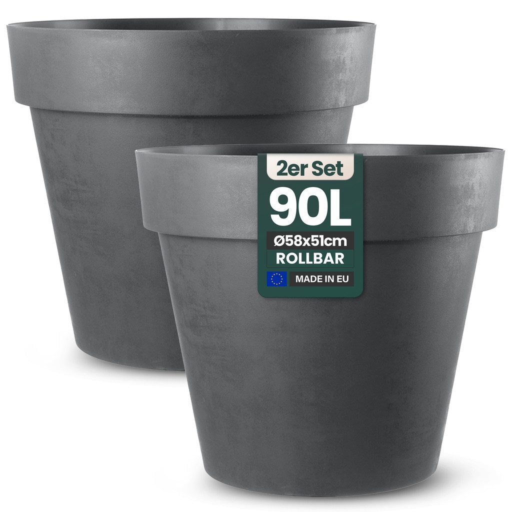 Kreher Pflanzkübel Rollbarer XXL Pflanzkübel "LIKE" Ø 58 cm in verschiedenen Farben (2 St)