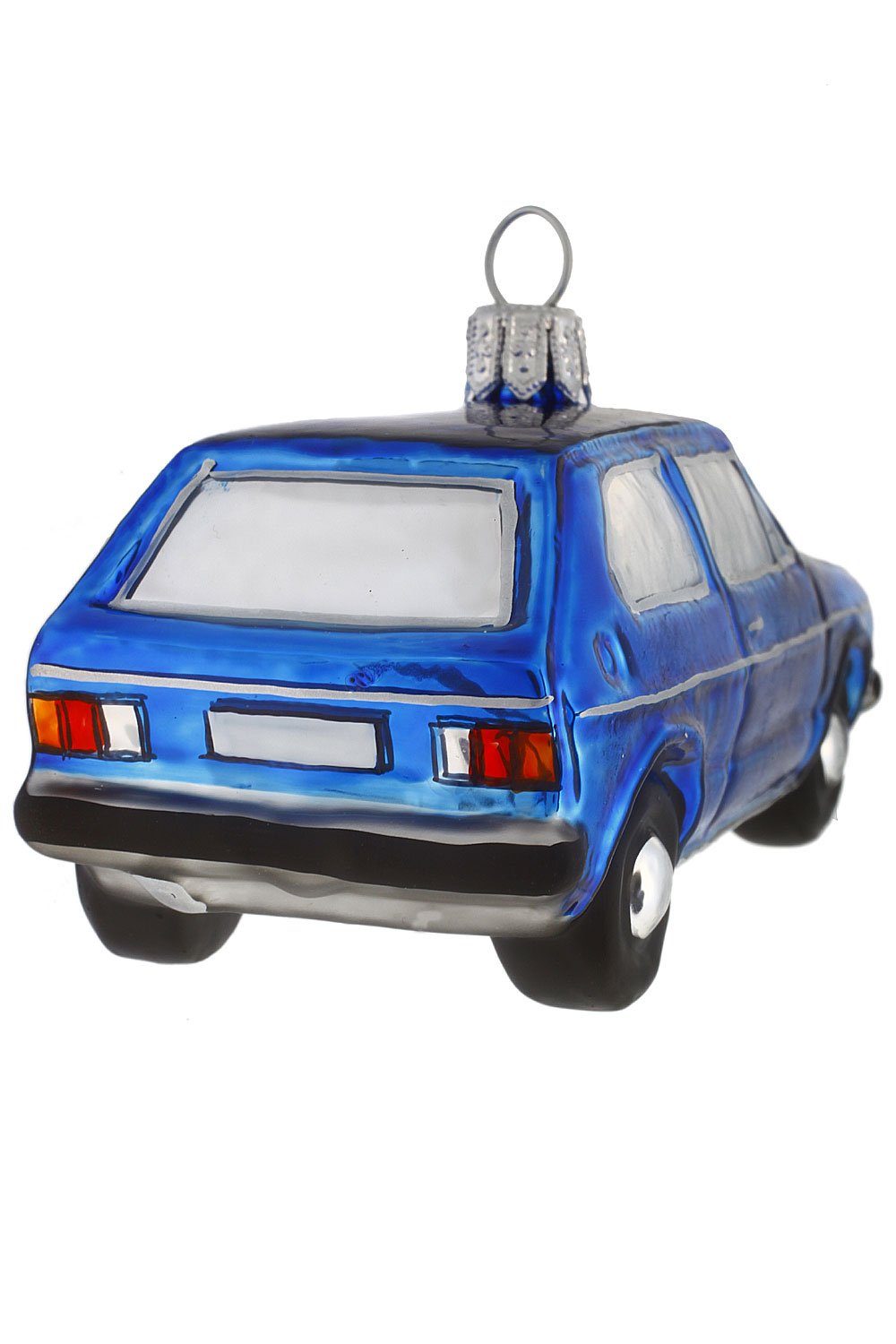 handdekoriert (blau), VW-Golf Christbaumschmuck - Hamburger mundgeblasen - Weihnachtskontor Dekohänger