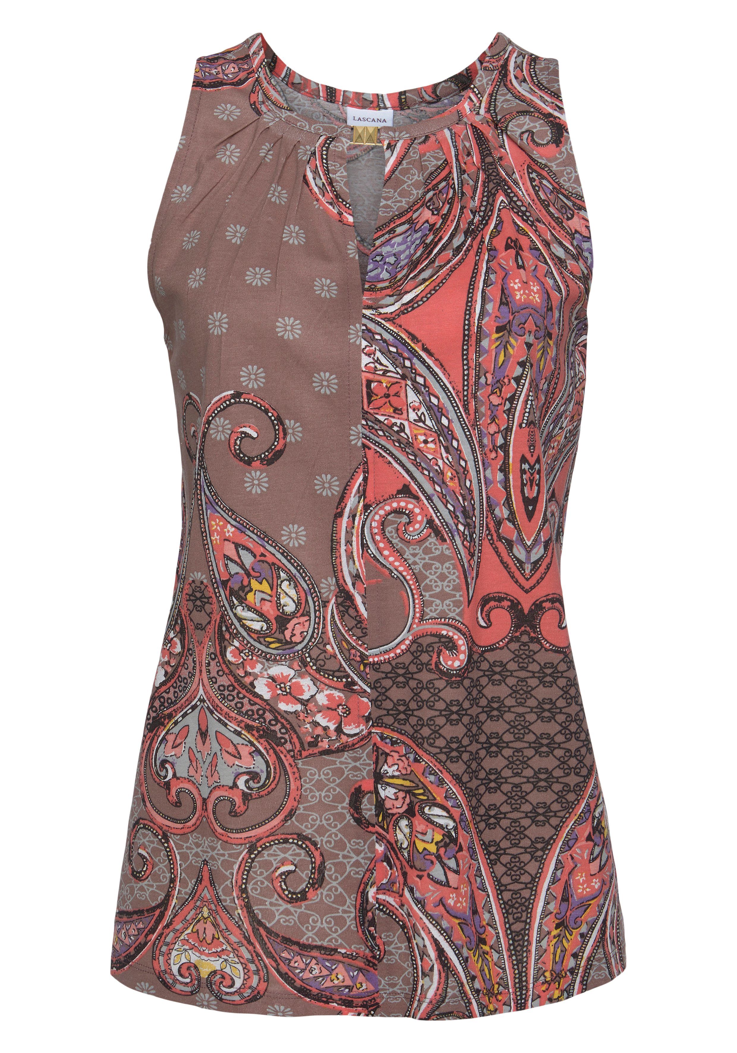 LASCANA Tanktop mit Paisleyprint und Zieraccessoires, günstig online kaufen