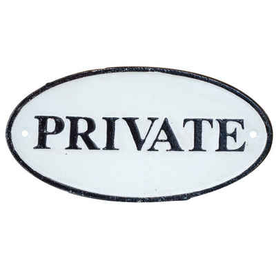 Aubaho Metallschild Nostalgie Türschild "Private" Schild Privat Hinweisschild Eisen Antik-