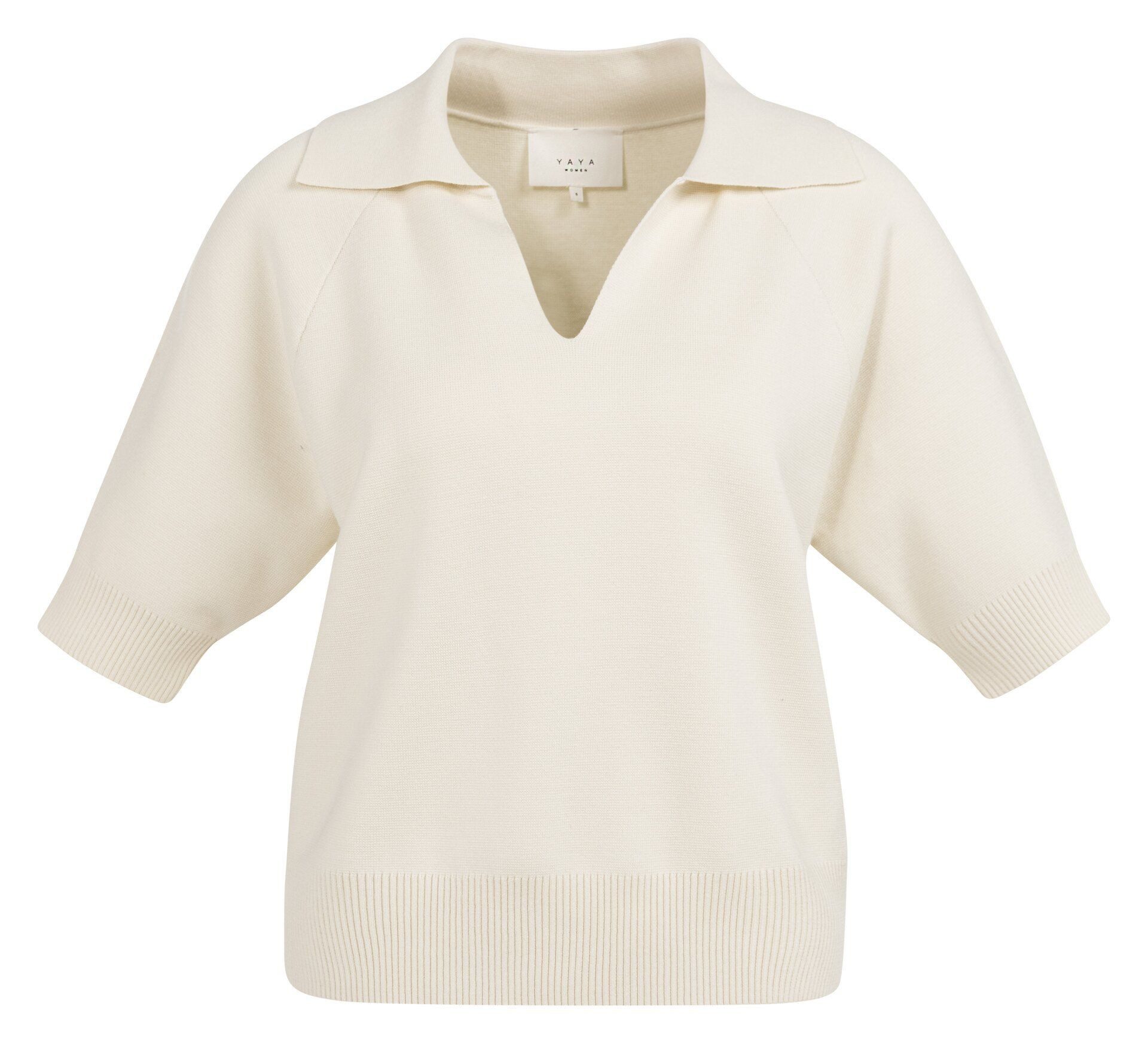 YAYA V-Ausschnitt-Pullover Kurzärmeliger Strickpullover