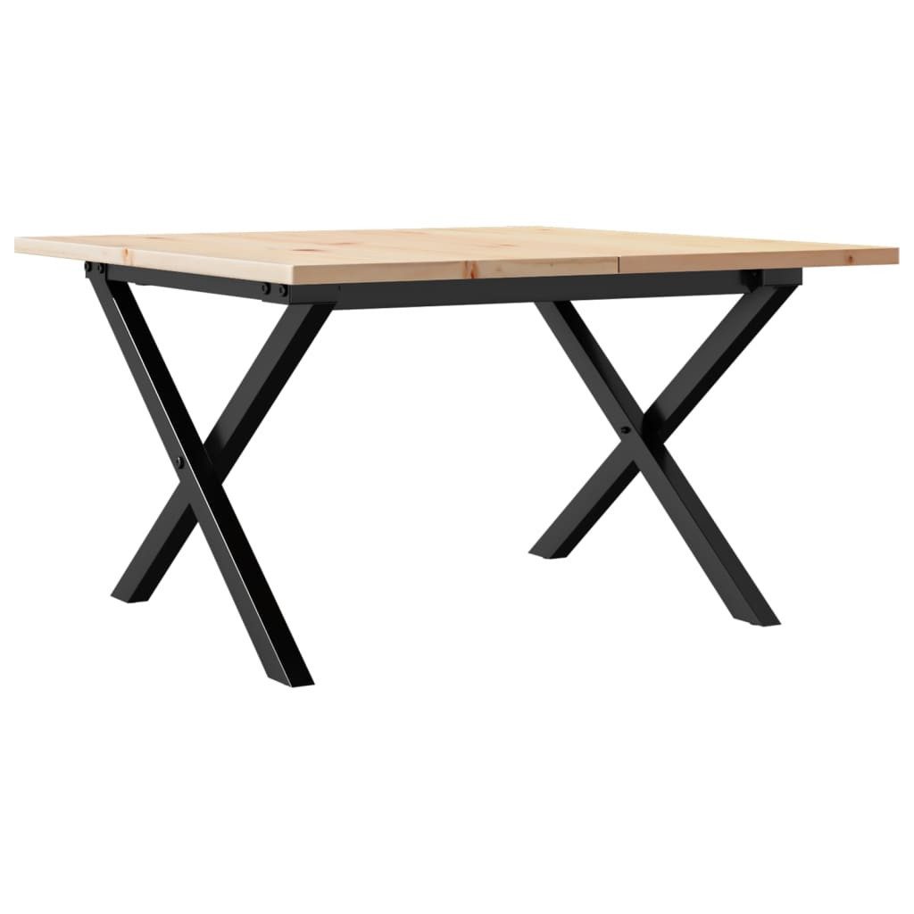 vidaXL Esstisch Couchtisch X-Gestell 60x60x40cm Massivholz Kiefer und Stahl (1-St)