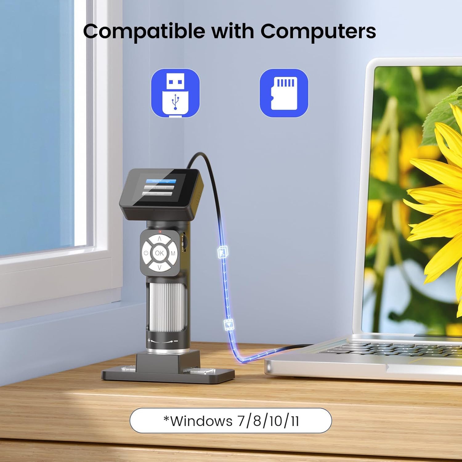 LinkMikro Digitalmikroskop 500x mit Display USB Handmikroskop LCD LED SD Karte Digitalmikroskop (50x-500x, 500x Vergrößerung LCD Display LED Licht USB Akku Aufnahmefunktion)