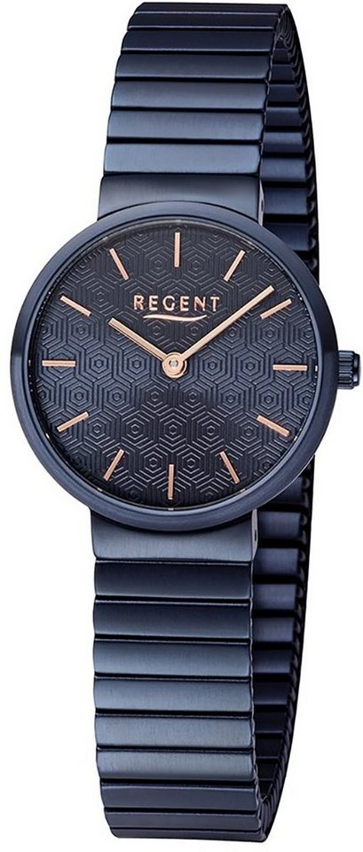 Regent Quarzuhr Regent Damen Quarz Uhr BA-585 Edelstahl, Damen Armbanduhr  rund, klein (ca. 29mm), Edelstahlarmband