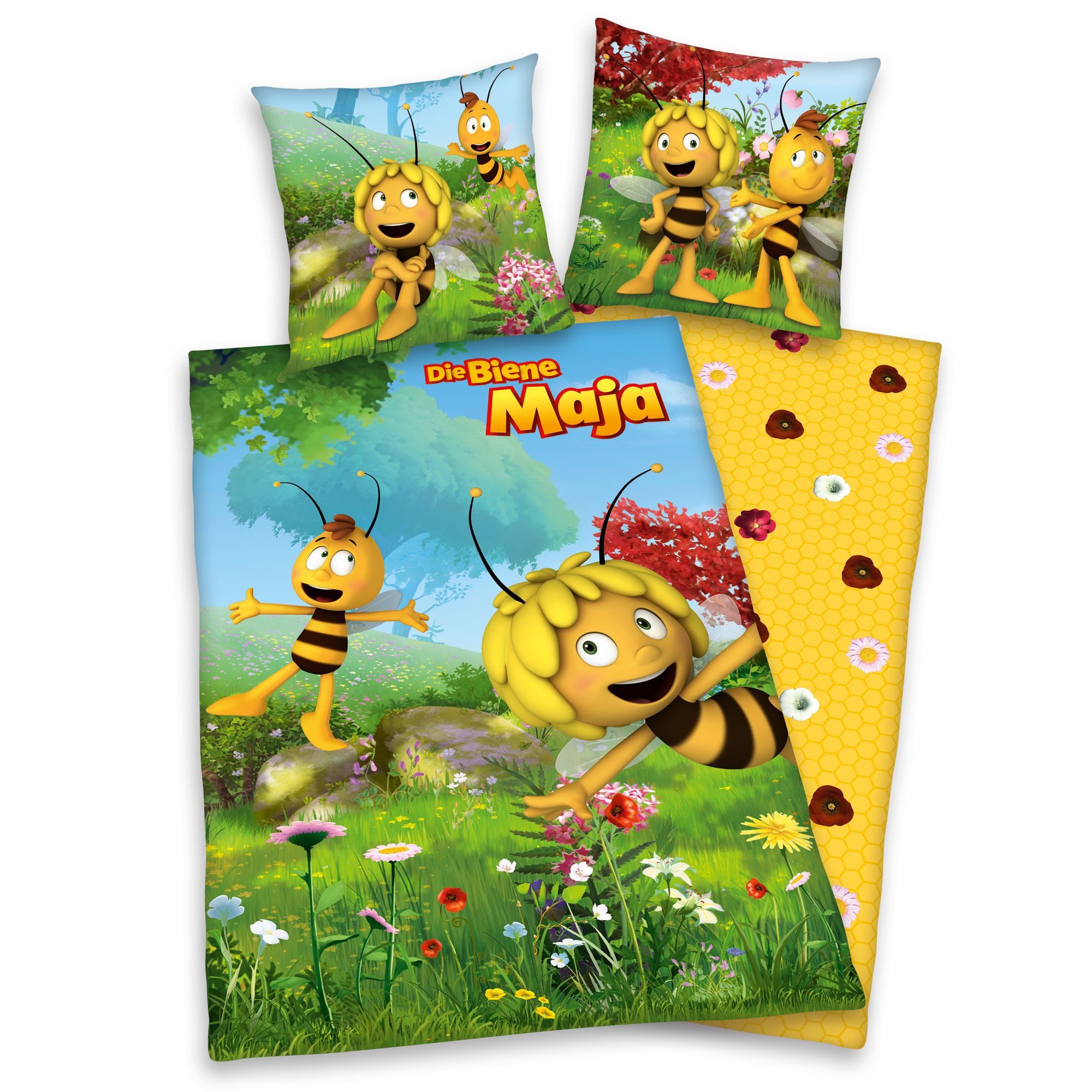 Herding Kinderbettwäsche Biene Maja Wende Bettwäsche 80 x 80 cm + 135 x 200 günstig online kaufen