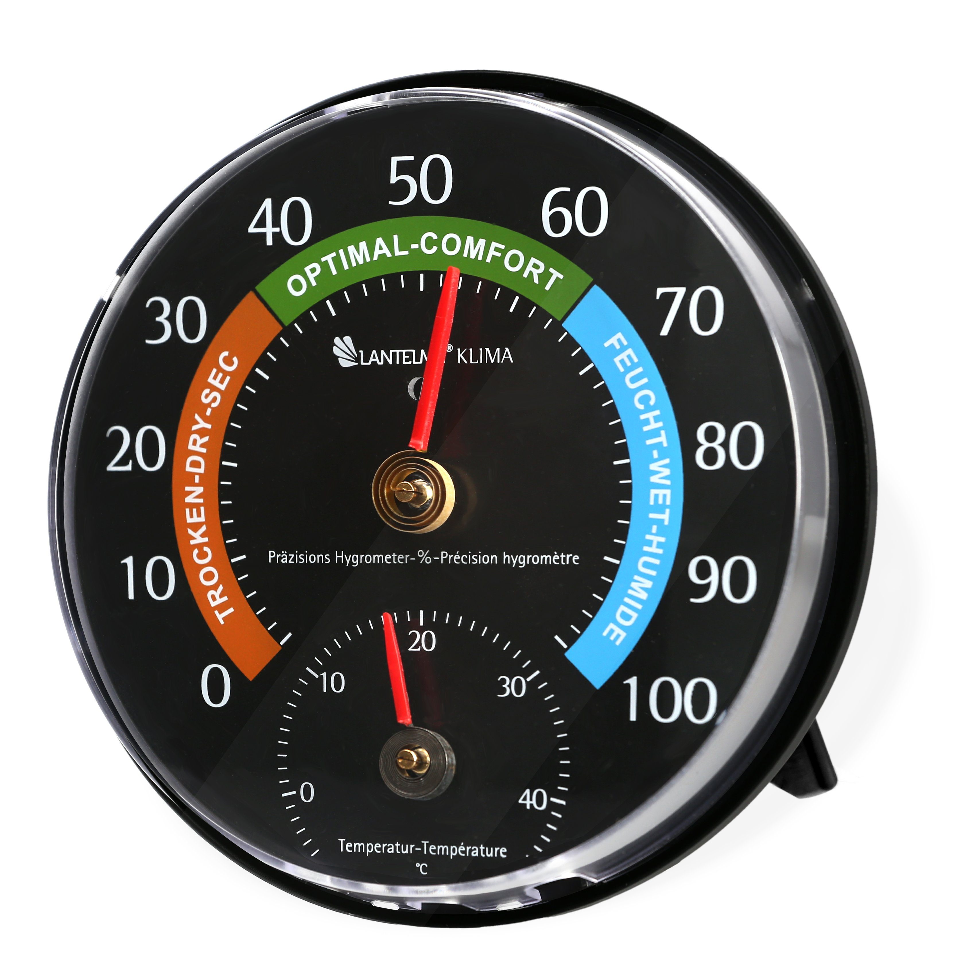 Lantelme Raumthermometer Analog Kombi Thermometer Hygrometer Zimmer Innen Raumklimakontrolle, 1-tlg., Gerät ist Justierbar, Luftfeuchte 0 bis 100% rel. und Temperatur -5 bis 45° Celsius