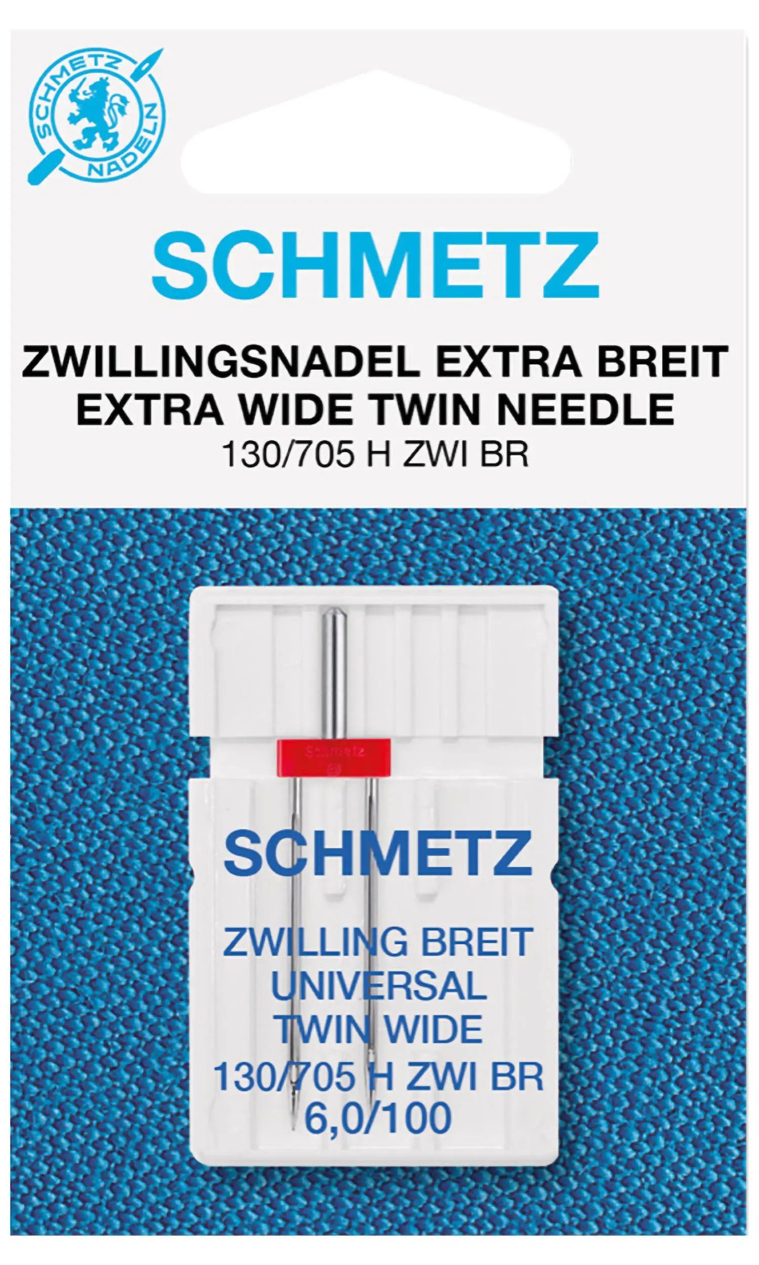 Stofferia Stoff Doppel-Nähmaschinennadel Schmetz 130/705 Universal 100/6,0 mm, Meterware