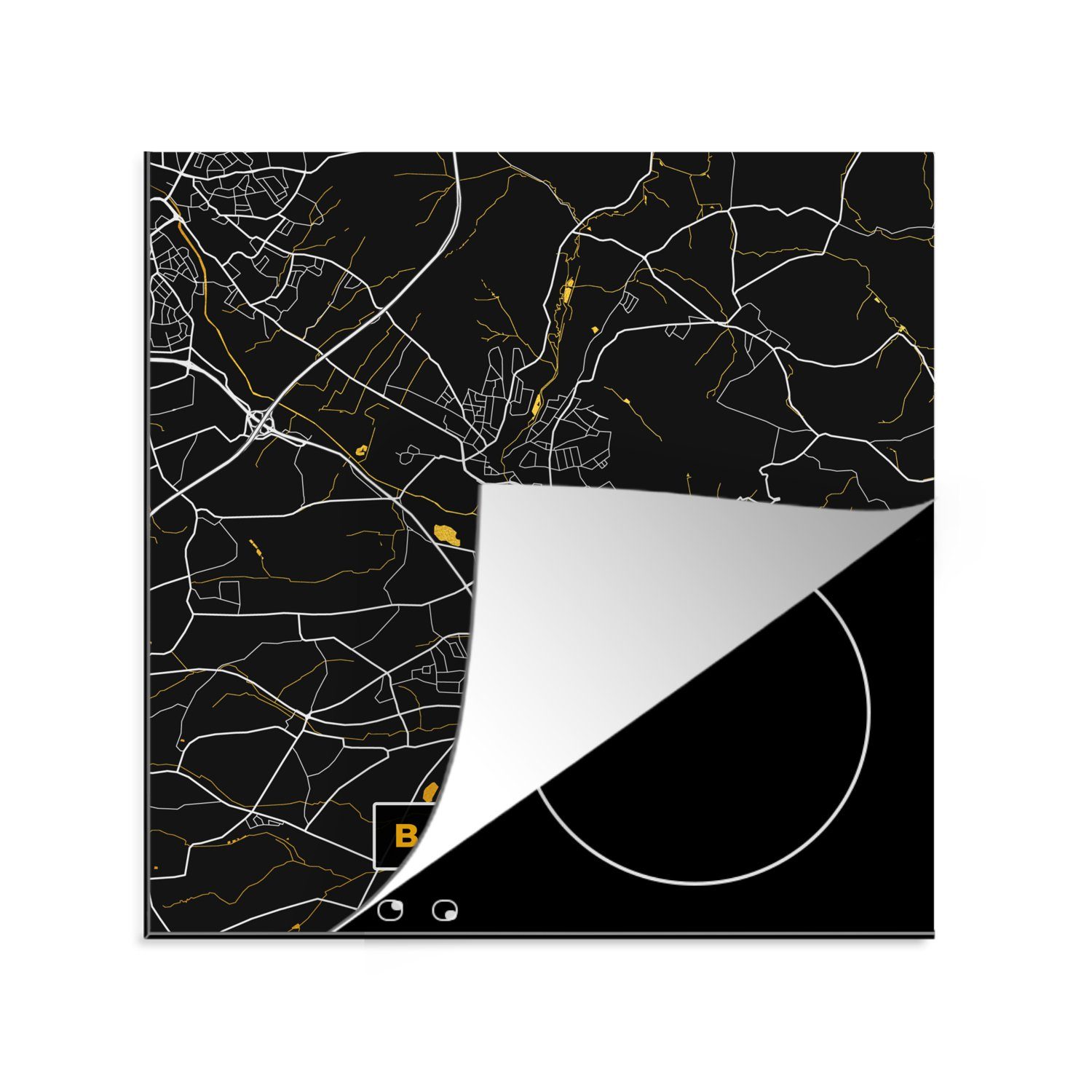 Deutschland - - küche Gold Herdblende-/Abdeckplatte MuchoWow - (1 für - Karte Salzuflen tlg), Stadtplan Arbeitsplatte Karte, Bad cm, - Ceranfeldabdeckung, Vinyl, 78x78