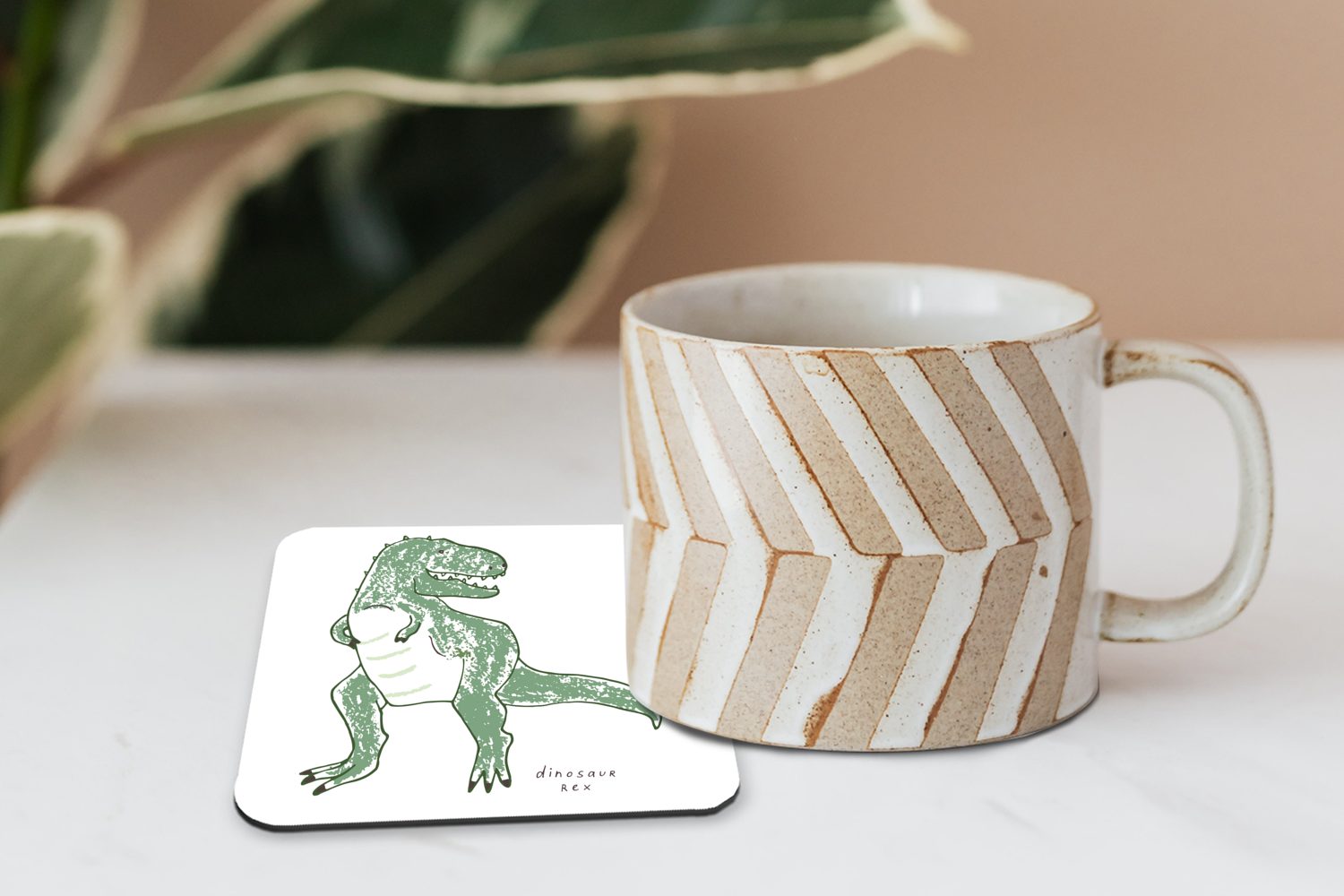 für Zubehör Kinderzimmer Tyrannosaurus Rex Tasse Glasuntersetzer, Jungen Glasuntersetzer - Tischuntersetzer, -, Mädchen 6-tlg., Gläser, MuchoWow Dinosaurier - Untersetzer, - Korkuntersetzer, -