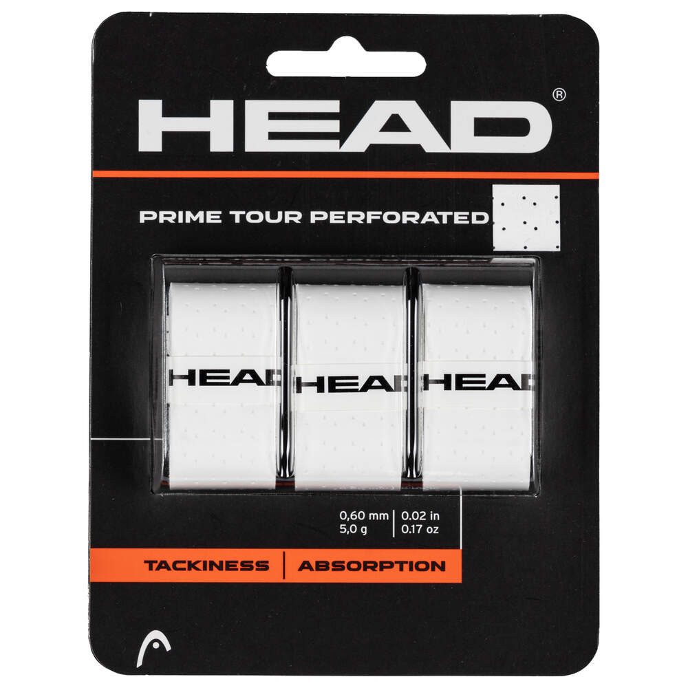 Head Griffband Overgrip Prime Tour Perforated 0.6 mm (Komfort, Griffigkeit) weiss 3er