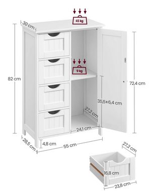VASAGLE Badmöbel-Set, 2 Badezimmerschränke, 1 Waschbeckenunterschrank, 1 Spiegelschrank