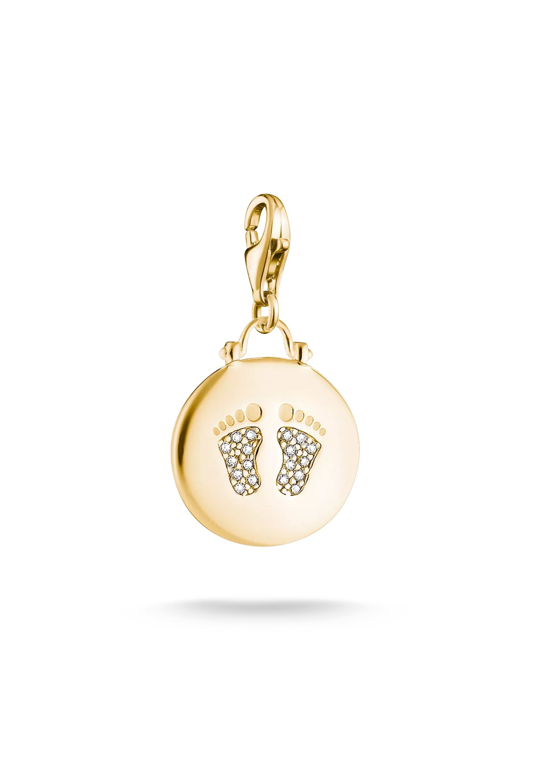 THOMAS SABO Kettenanhänger Vergoldeter Fußspuren Charm-Anhänger mit Zirkonia (Set)