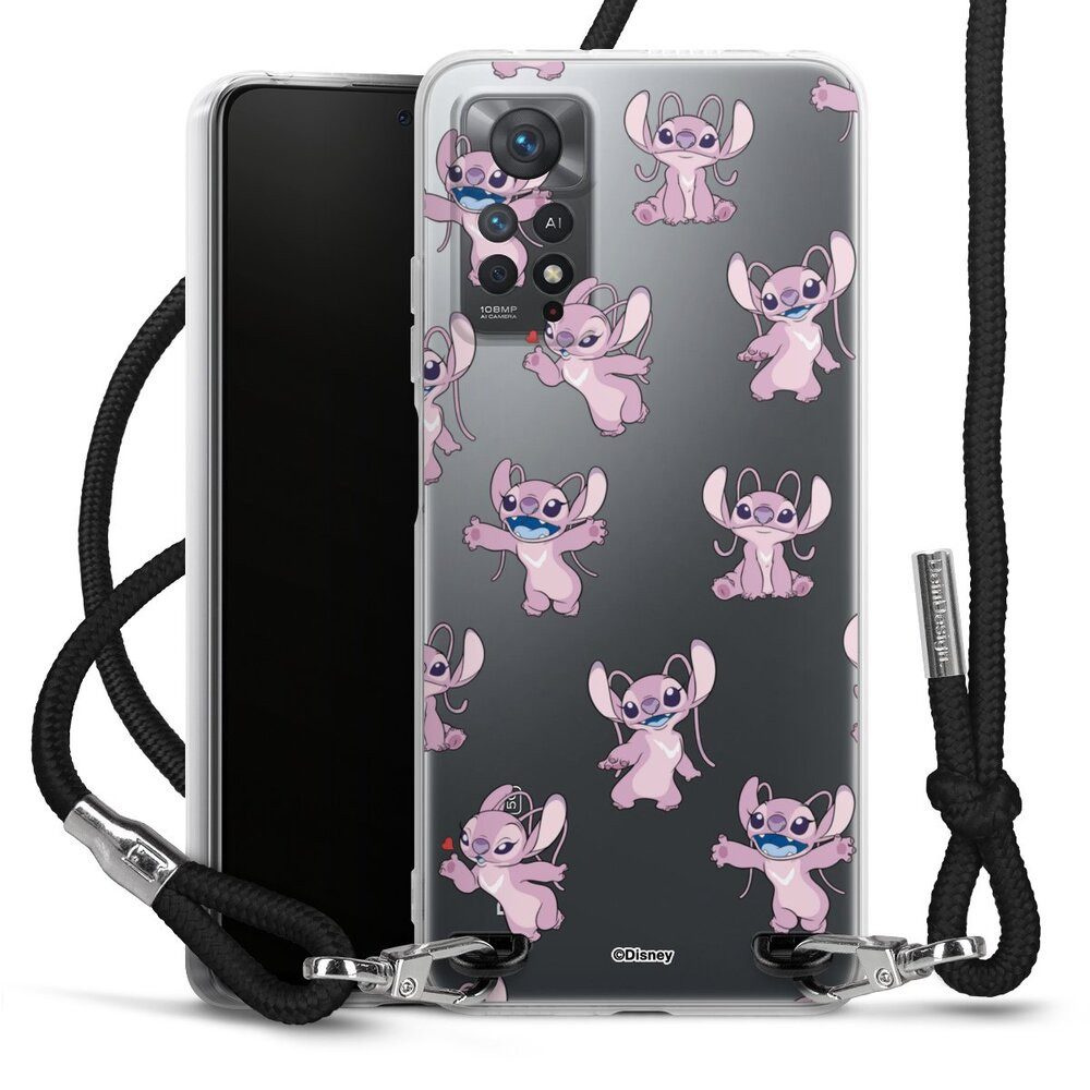DeinDesign Handyhülle Lilo & Stitch Engel Disney Angel Faces Pattern Transparent, Xiaomi Redmi Note 11 Pro 4G Handykette Hülle mit Band Cover mit Kette