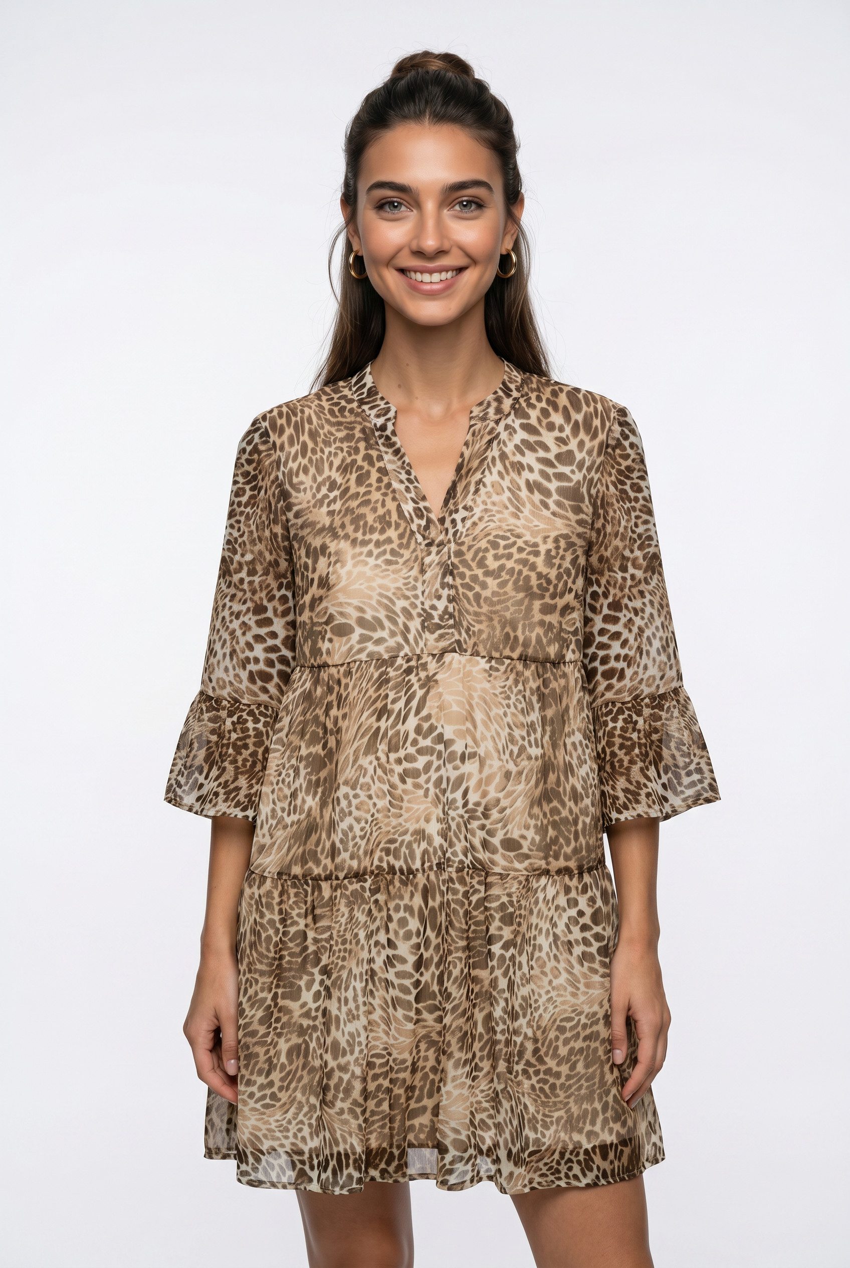 Vero Moda Tunikakleid VMSMILLA 3/4 SHORT DRESS WVN GA Kunstfaser, regular fit