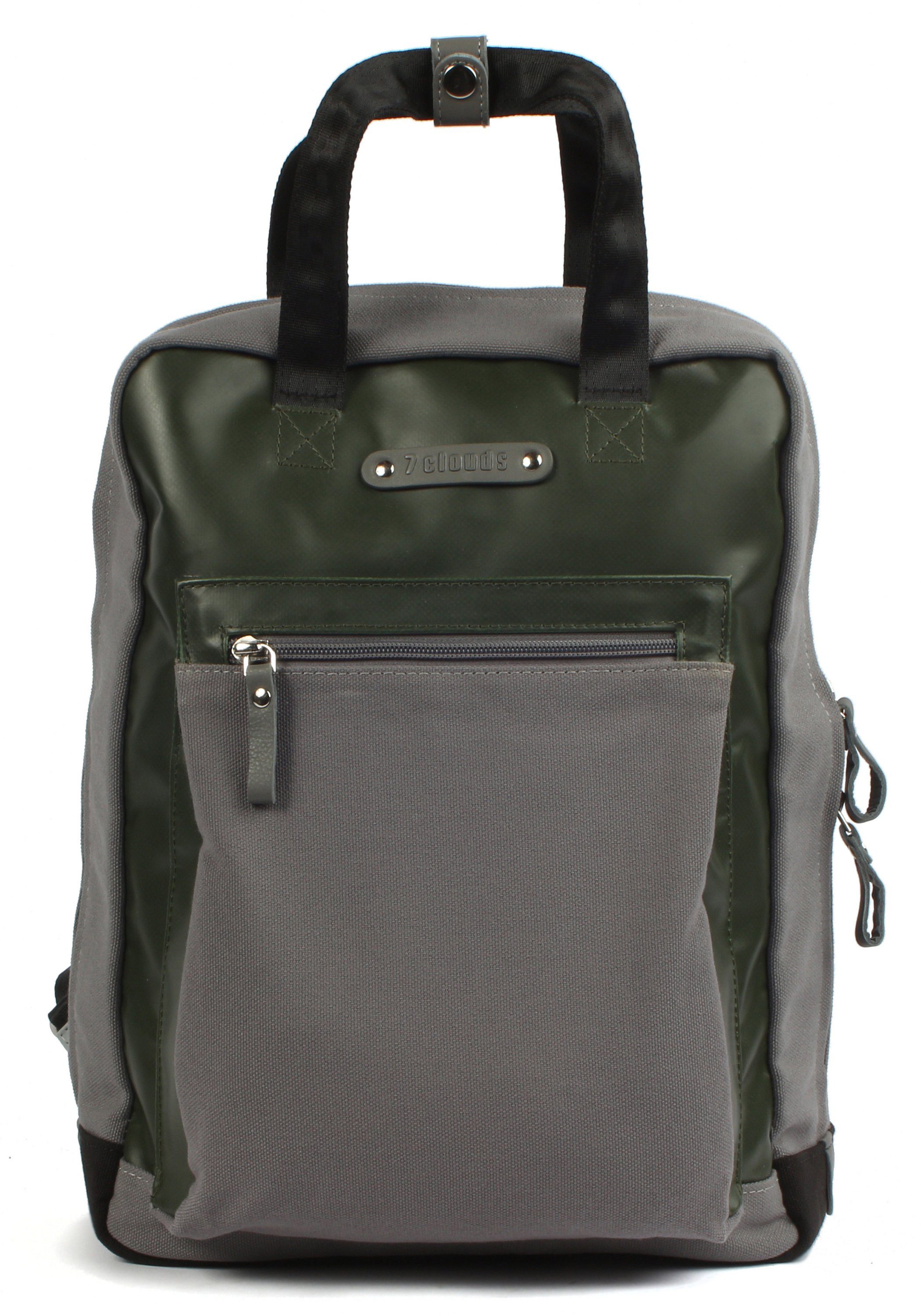 7clouds Cityrucksack Neldem 7.2, aus fairer Artikel grey-junglegreen Produktion