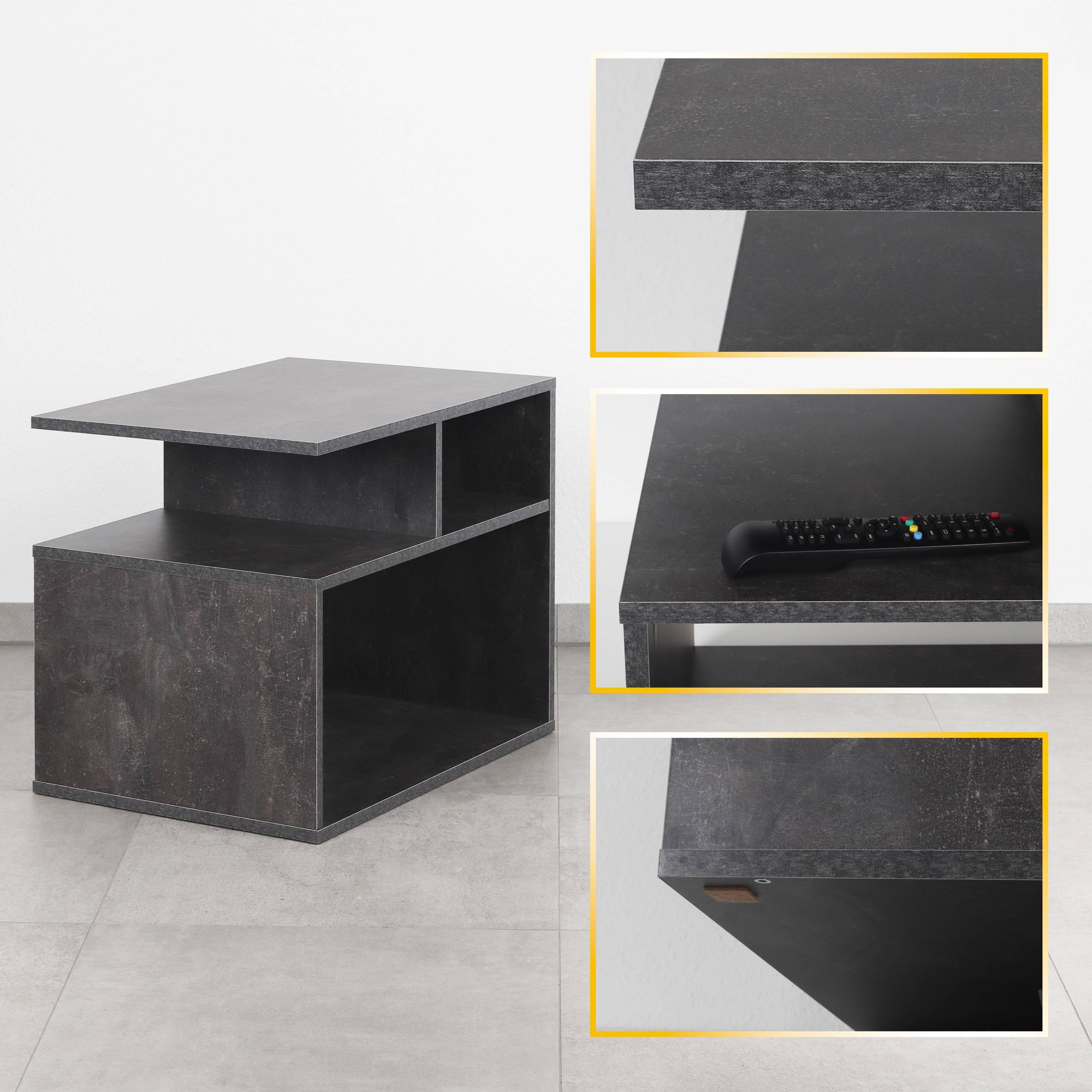 RICOO Couchtisch WM095-BG (1-St), Sofatisch mit Stauraum Wohnzimmer Tisch Beistelltisch Kaffeetisch