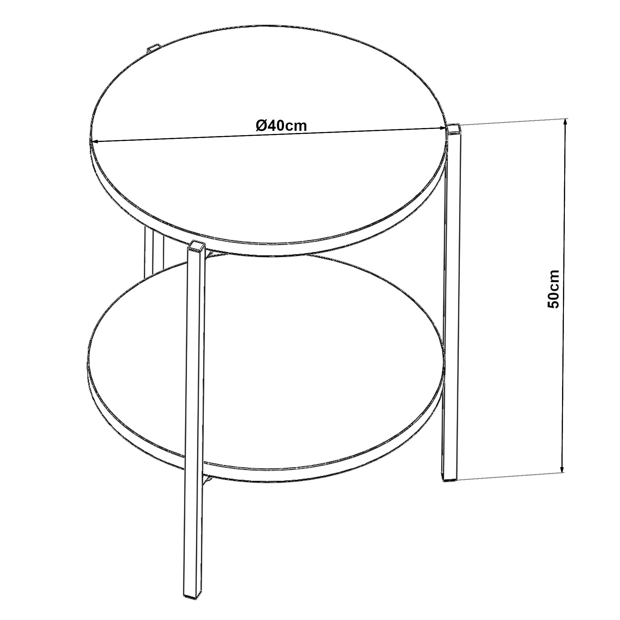 en.casa Beistelltisch, »Kuopio« Ablagetisch 50xØ40cm Metall Schwarz/Holzoptik. € 58,99
