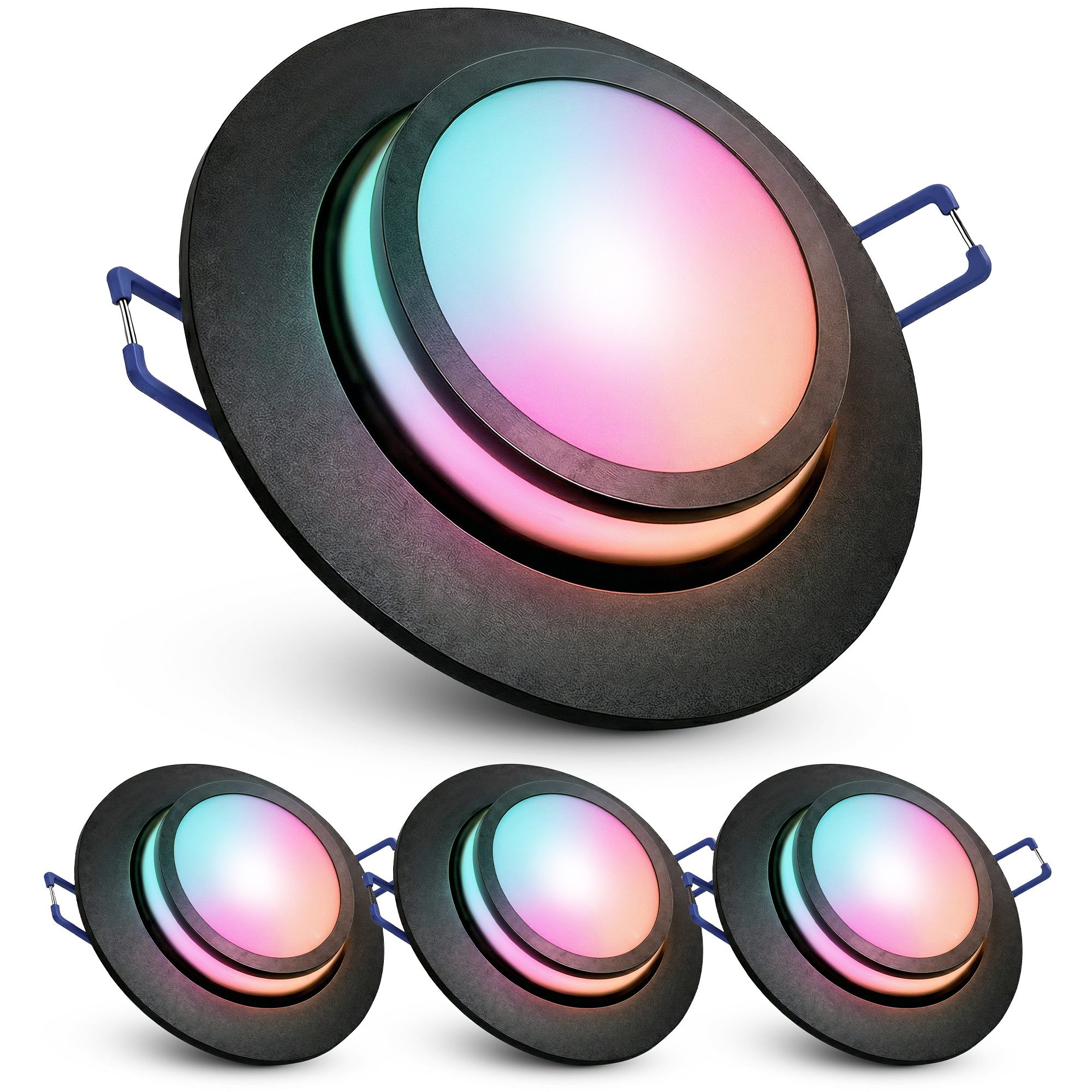 SSC-LUXon LED Einbaustrahler LAGO Einbaustrahler schwarz schwenkbar Smart RGB WLAN LED 4W dimmbar