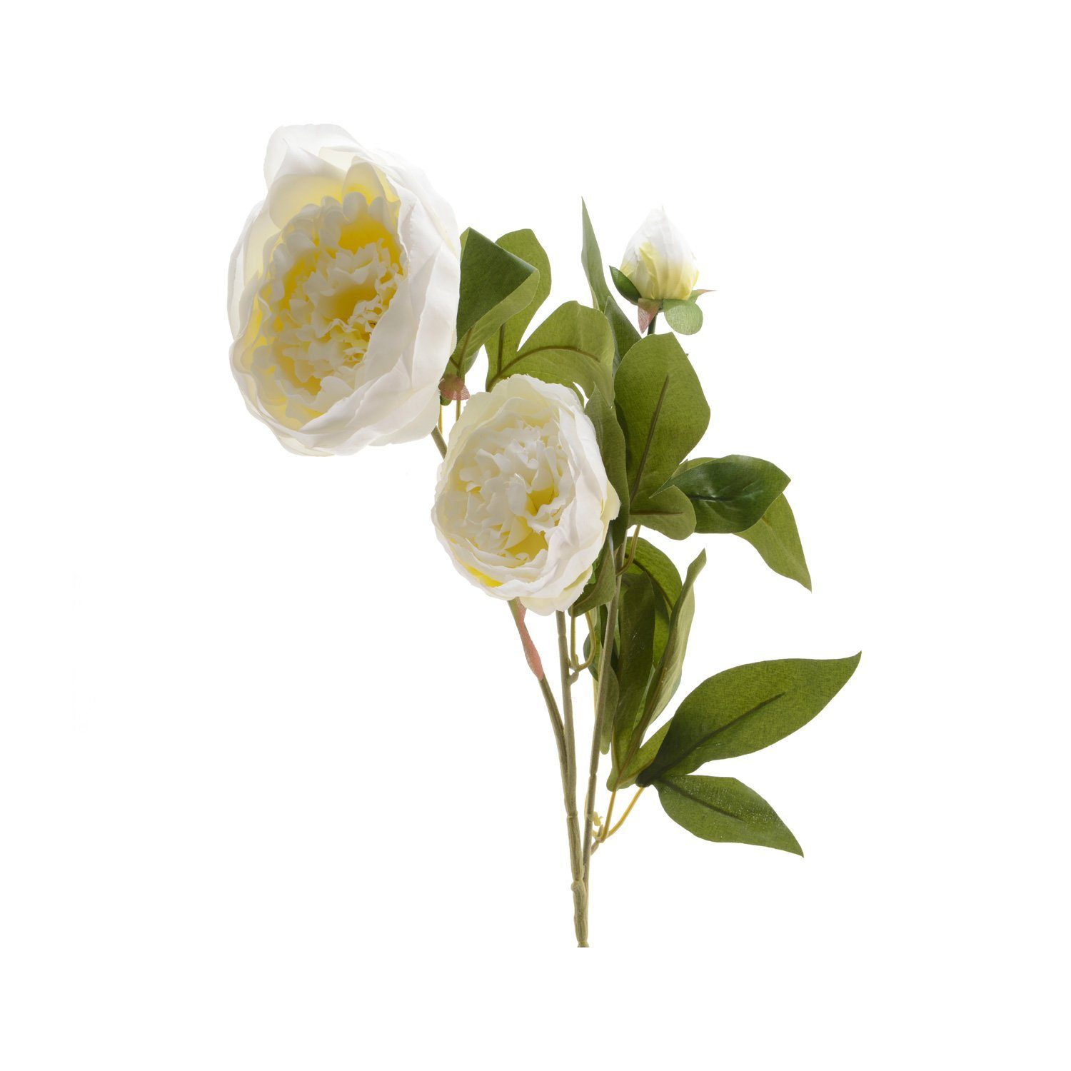 Kunstblume Pfingstrose mit 2 Blüten und Knospe am Stiel Kunstblume Päonie H: 75cm, MARELIDA, Höhe 75 cm
