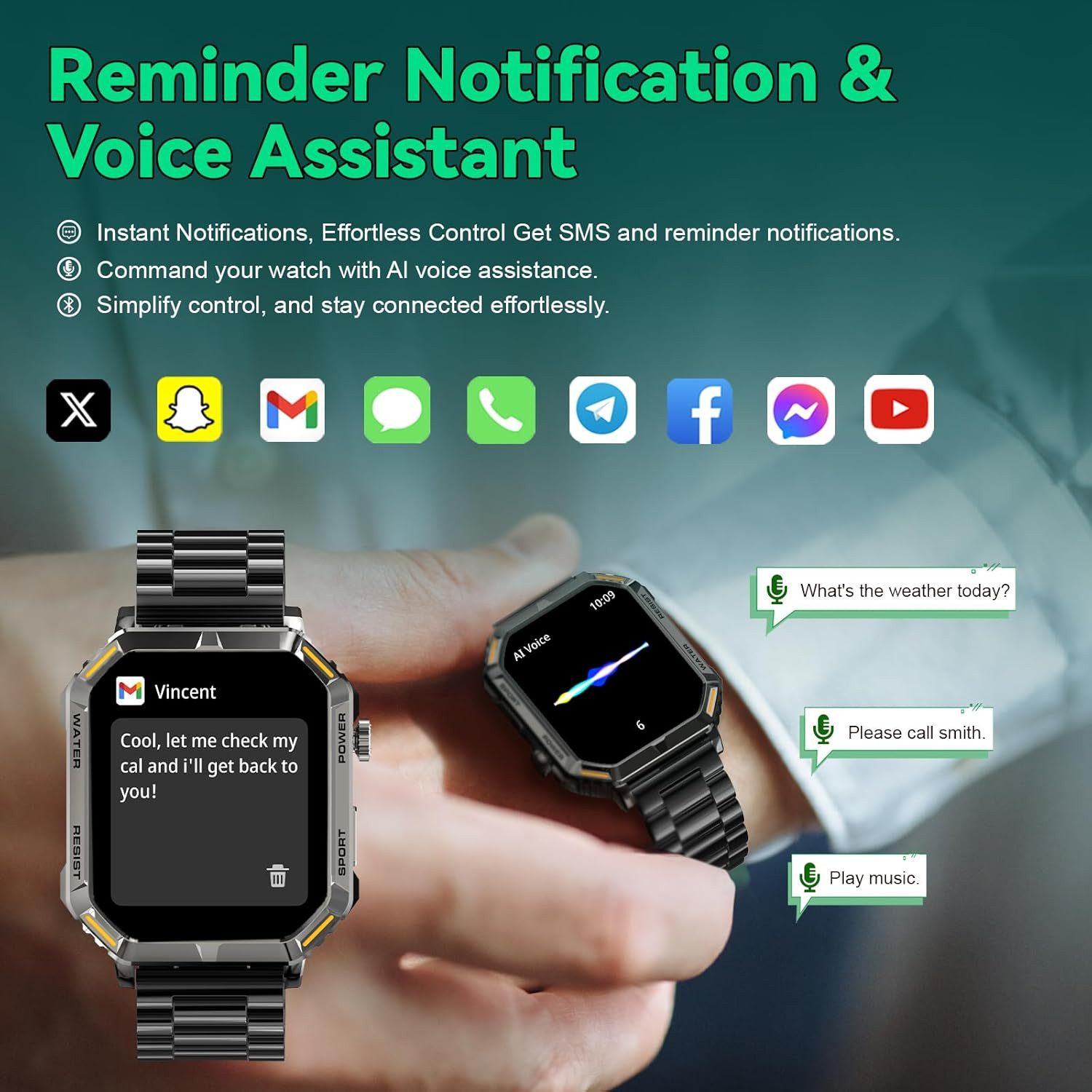 Zevelora Herren's Telefonfunktion HD Display 100+ Sportmodi fitness tracker Smartwatch (1.95 Zoll, Android/iOS), Mit Herzfrequenzfunktion HF, SPO₂, Zählen Sie Schritte, Distanz
