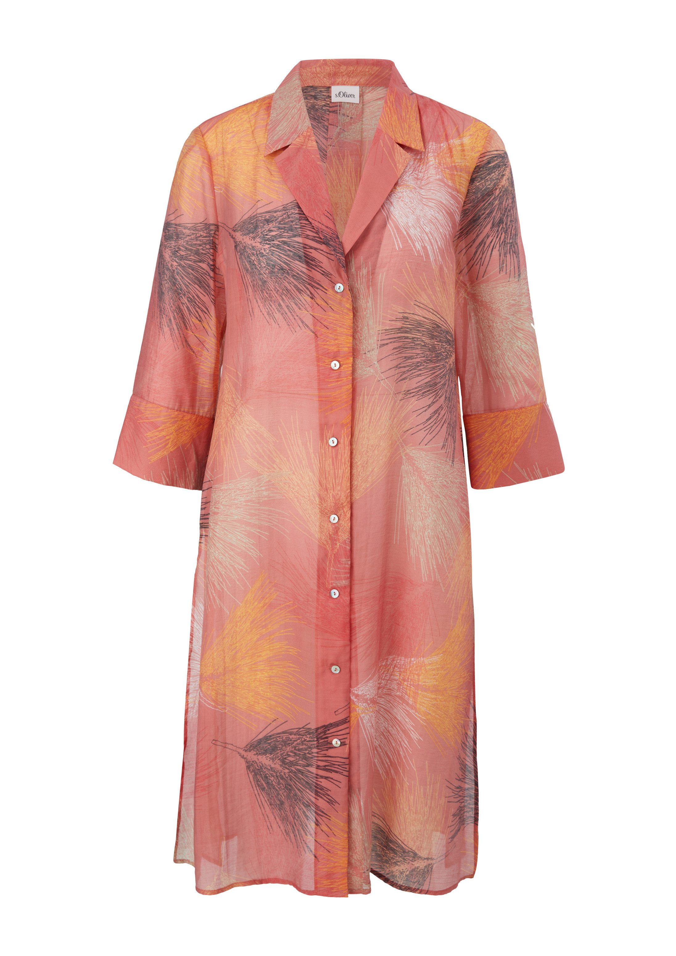 s.Oliver Kurzarmbluse Bluse Longbluse mit Allover-Print