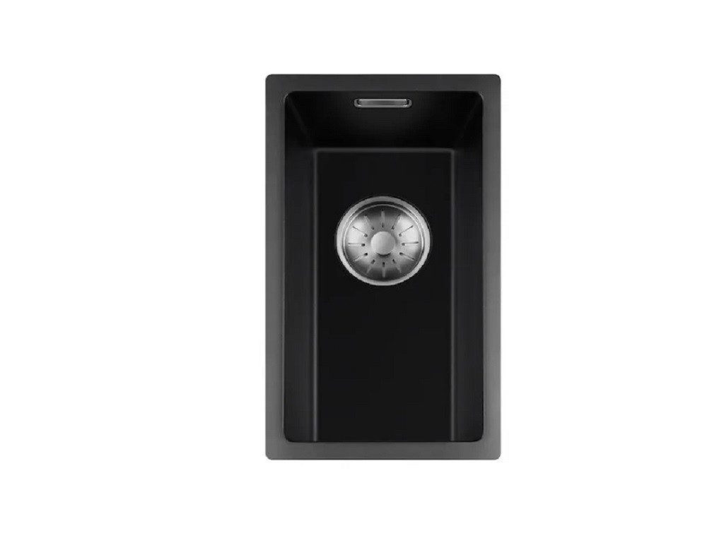 togo Küchenspüle 17BQ-FU-Inox, rechteckig, 21/44 cm, Schwarze Quarz Spüle