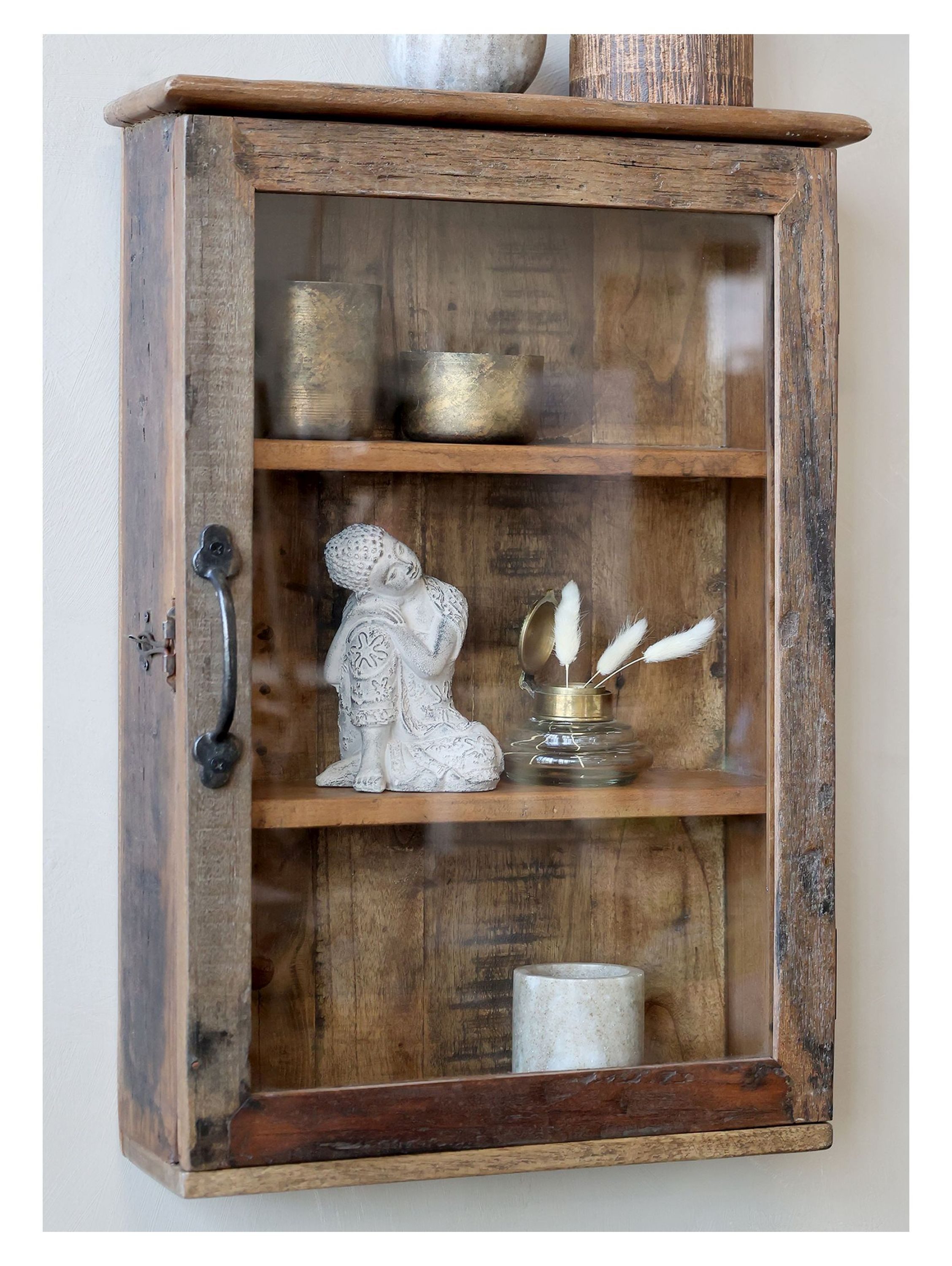 Chic Antique Wandregal Chic Antique - Wandschrank Hängeschrank Wandregal Holz Glastür