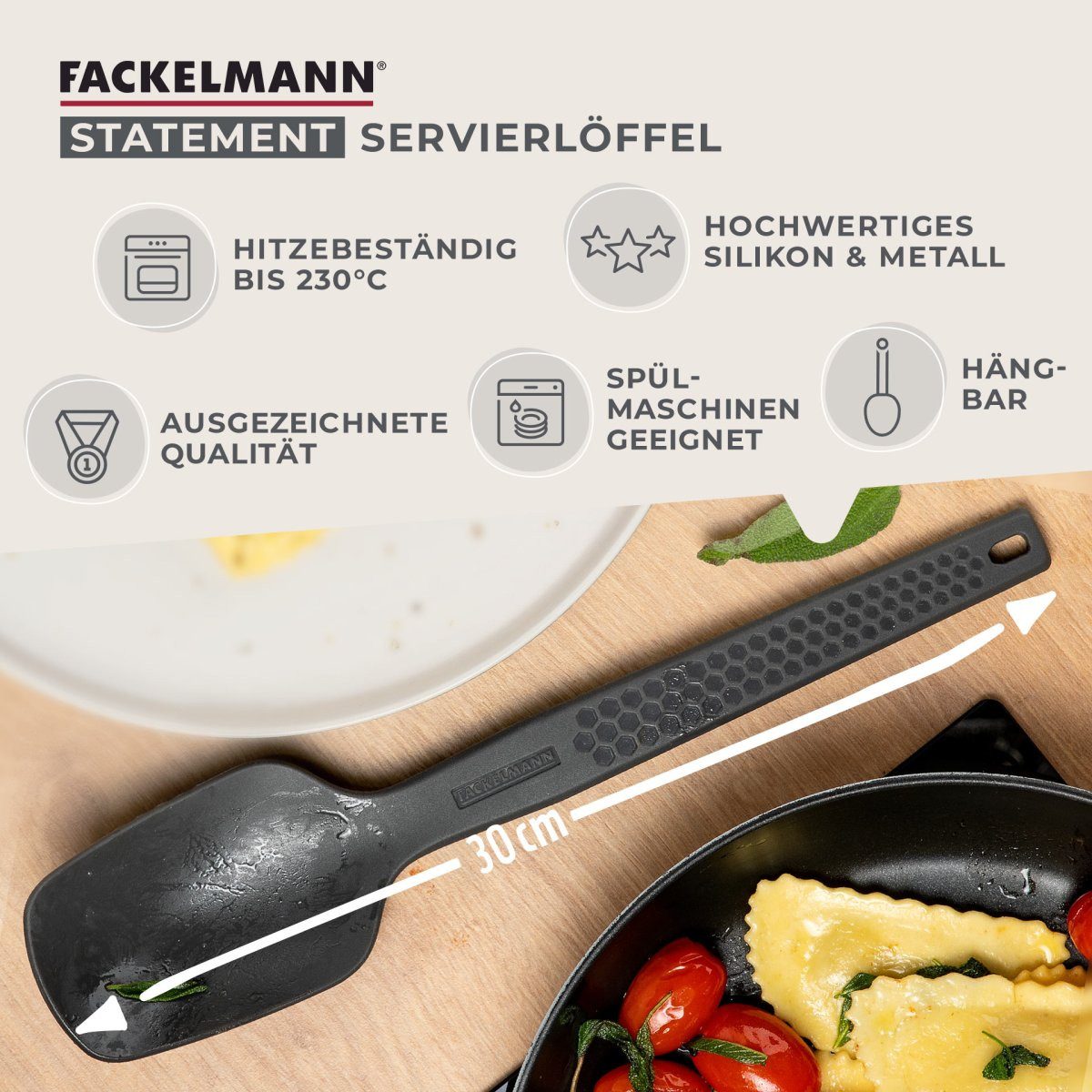 FACKELMANN Servierlöffel Servierlöffel, Küchenhelfer, Kochlöffel, Silikonlöffel, Pfannenlöffel