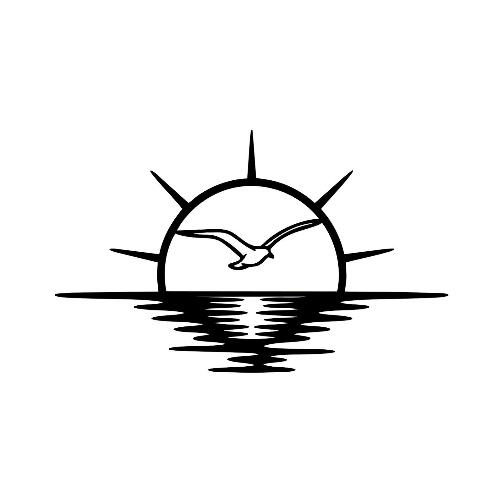 Jumpeak Wanddekoobjekt Eine halbe Sonne Wanddekoration,Möve,Sonnenuntergang Spiegelung,Licht, Metall,4 Farben,4 Maße,Küstenstil Wanddeko,Neuanfang und Hoffnung