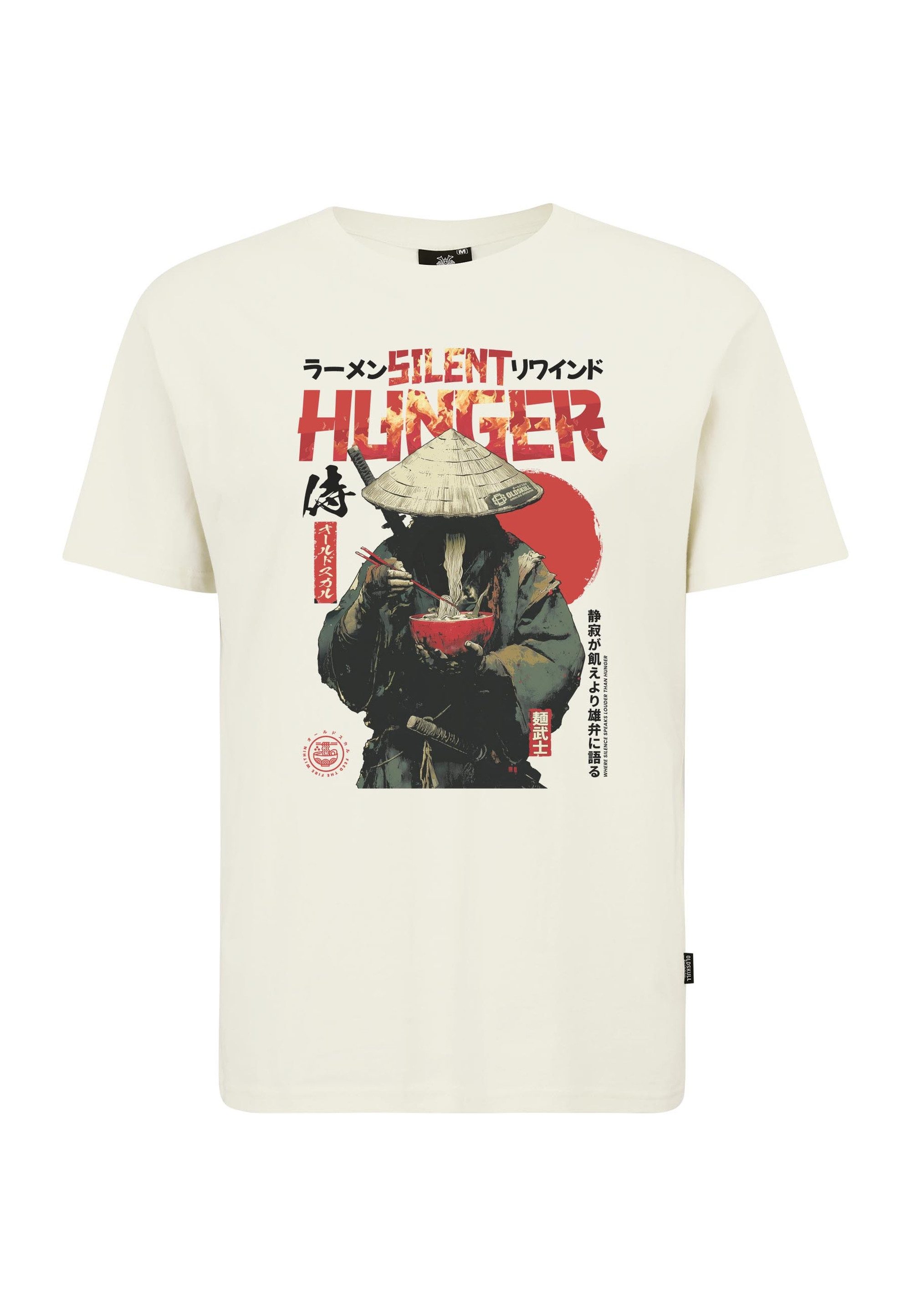 Oldskull T-Shirt Asian Monk Ramen Treet Graphic mit großem Fotodruck im Japan-Style