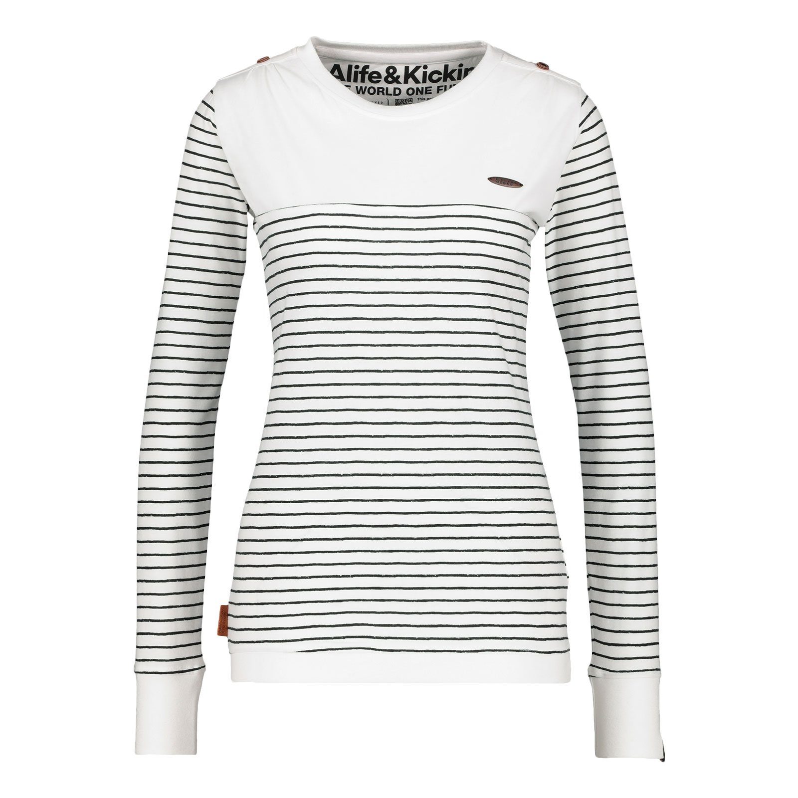 Alife & Kickin Langarmshirt Damen LeonieAK mit Zierknöpfen an den Schultern