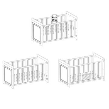 Lomadox Babyzimmer-Komplettset JASPER-78, (2-St), Anderson Pine Nb. weiß, Eiche Nb., Babygitterbett, Kleiderschrank
