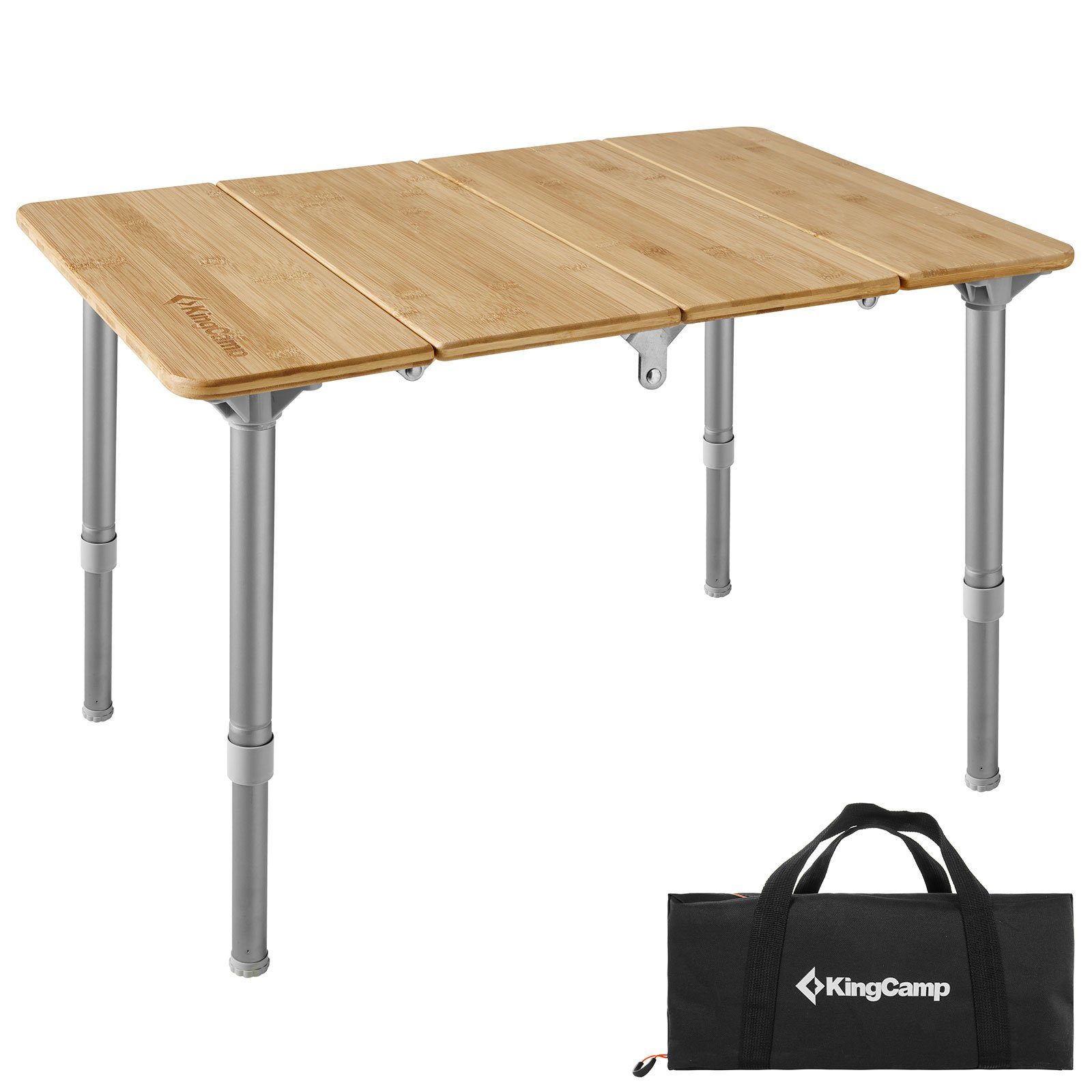 KingCamp Campingtisch Falt Tisch Camping Klapptisch Alu, Bambus Holz
