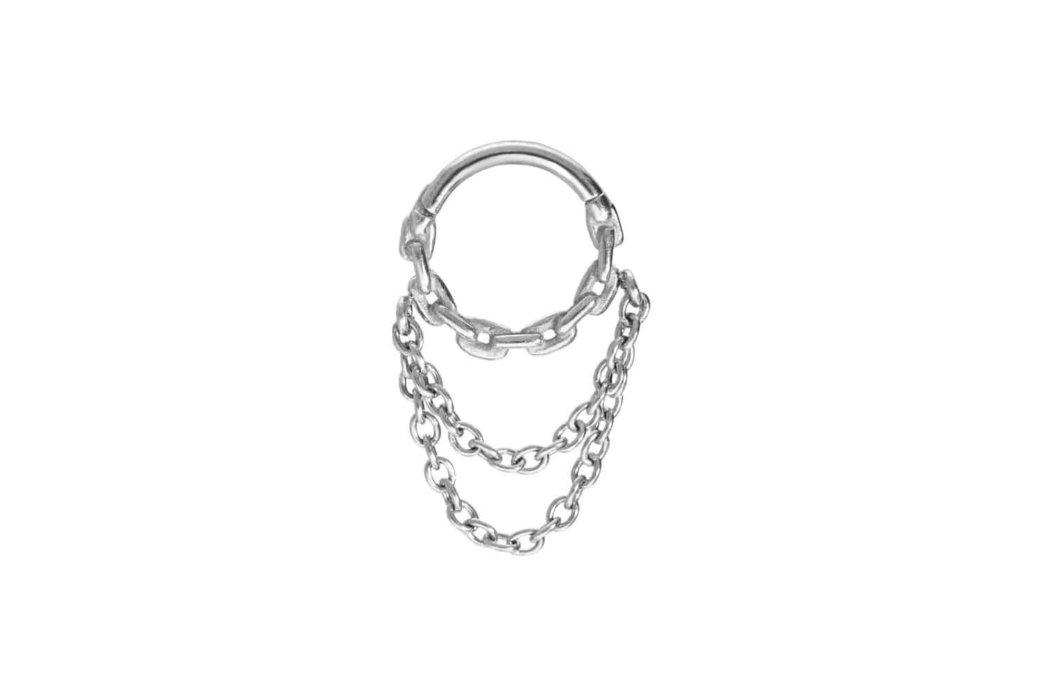Piercing-Set Chirurgenstahl Segmentring Clicker KETTEN-DESIGN + 2 ANKERKETTEN