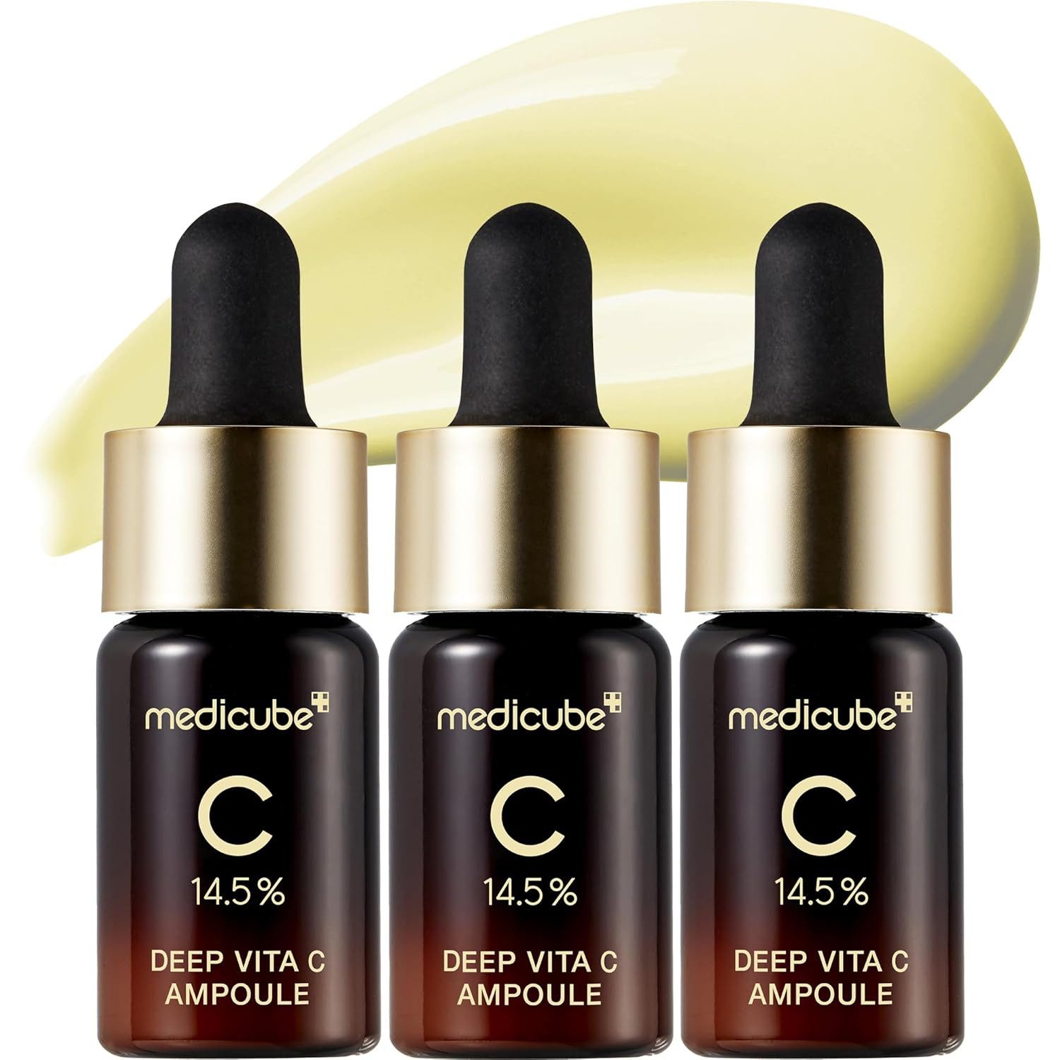 Medicube Gesichtsserum Deep Vita C Ampoule 2.0 – Aufhellendes Serum mit 14,5 % Vitamin C gegen dunkle Flecken & Hyperpigmentierung – Strahlender Teint, & glattere Hautstruktur für alle Hauttypen – 3x10 g Ampullen