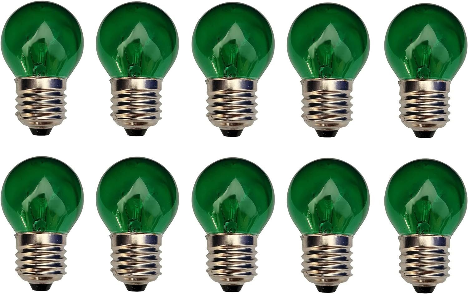 Provance 10x Glühbirne Kugel E27 25W Farbe Grün klar Spezialleuchtmittel,  E27
