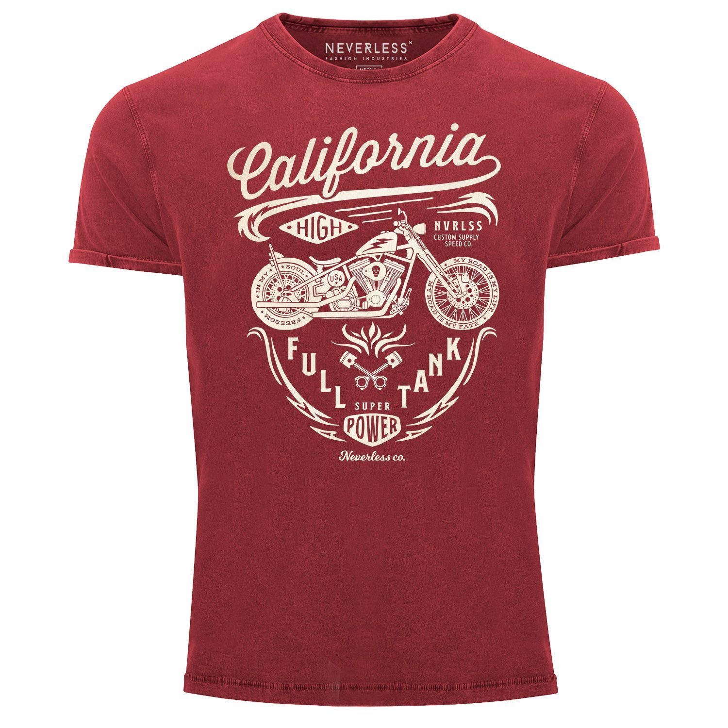 Neverless Print-Shirt Herren Vintage Shirt Biker günstig online kaufen