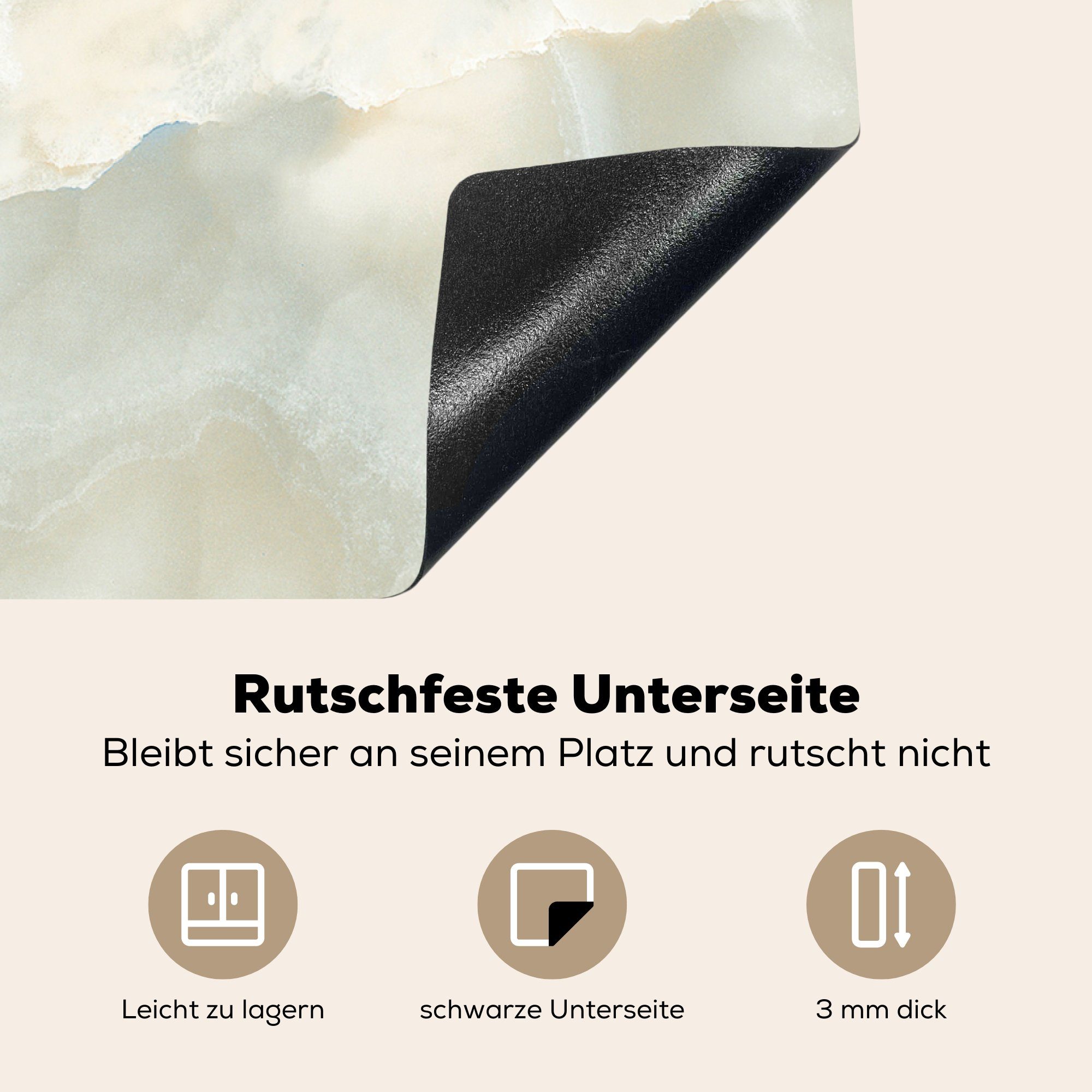 küche Marmor (1 Chic, tlg), Weiß 78x78 Arbeitsplatte Herdblende-/Abdeckplatte für - Vinyl, cm, - Ceranfeldabdeckung, MuchoWow