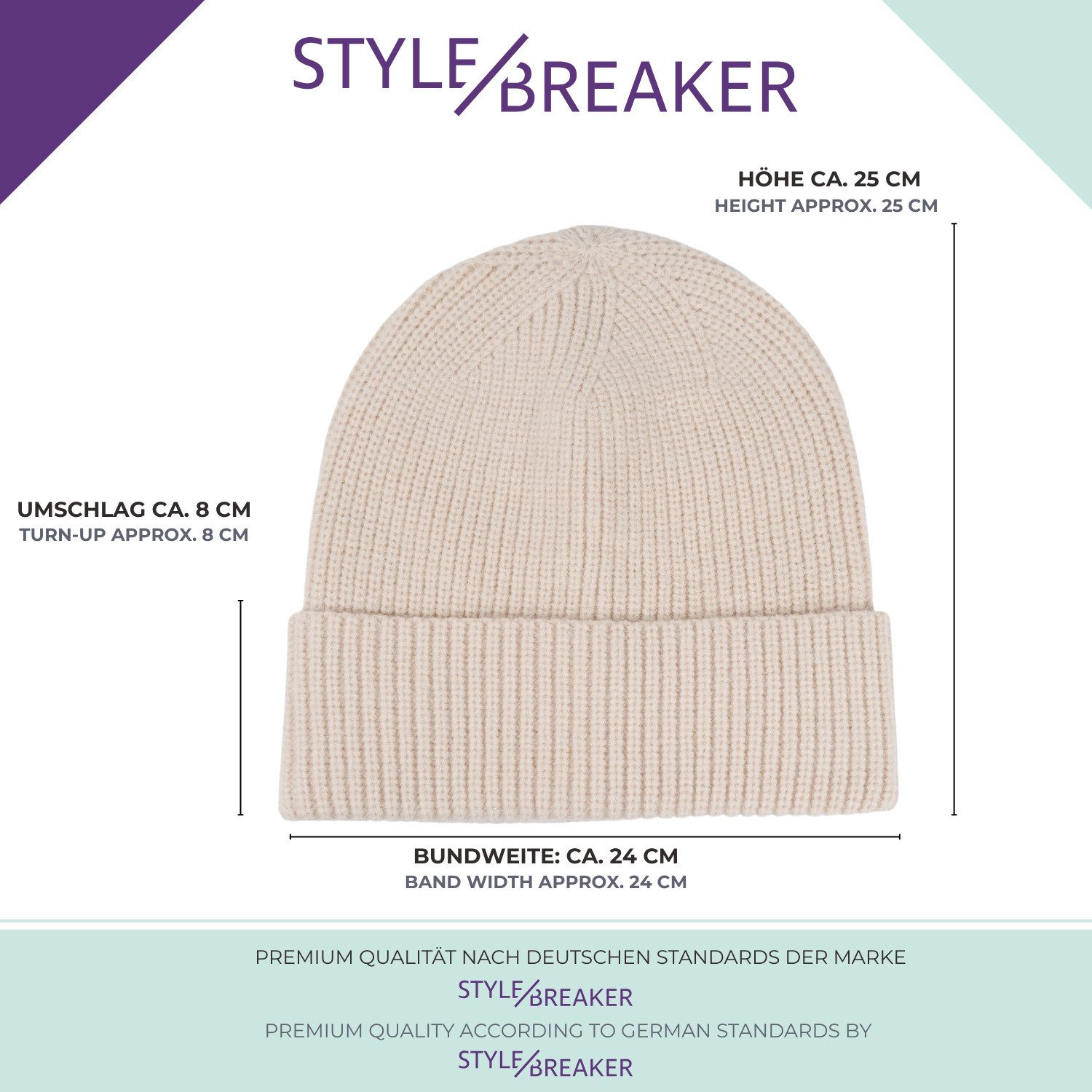 styleBREAKER Strickmütze Feinstrick Beanie Mütze mit Krempe (1-St) – Bild 5 von 5