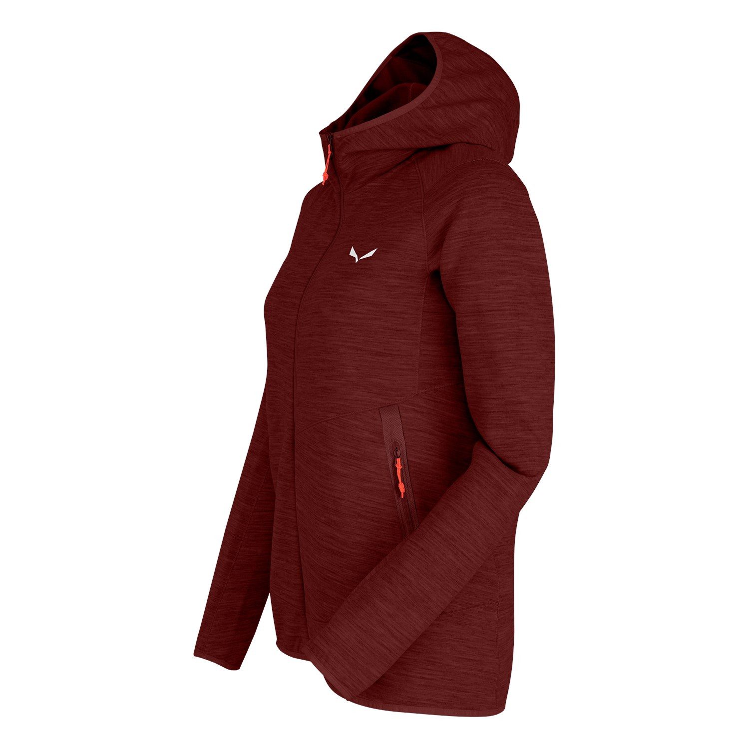 Salewa Fleecejacke Nuvolo Alpinewool mit Kapuze (4-Wege-Stretch, warm, atmungsaktiv) rot