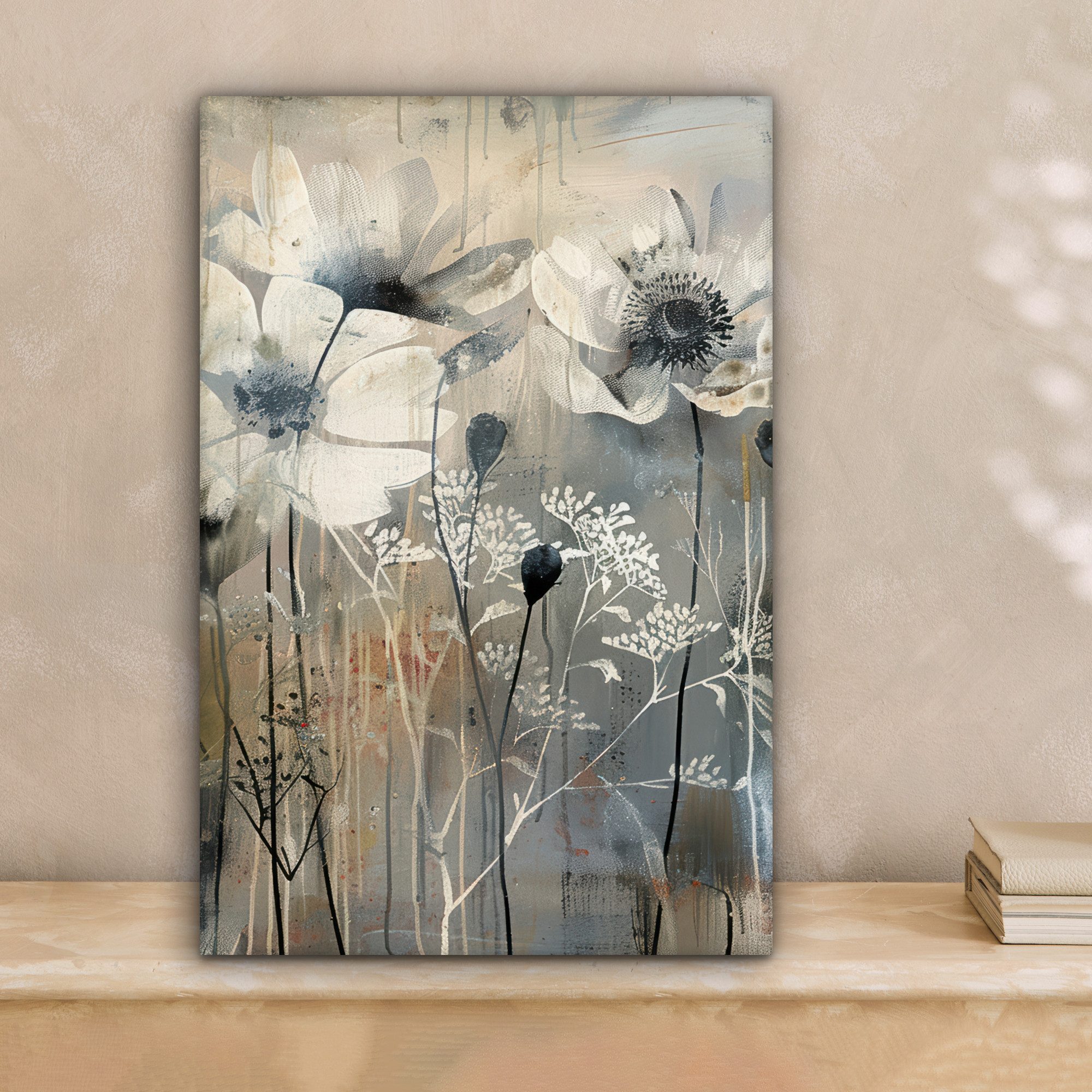 OneMillionCanvasses® Leinwandbild Blumen - Pflanzen - Grau - Abstrakt, Foto günstig online kaufen