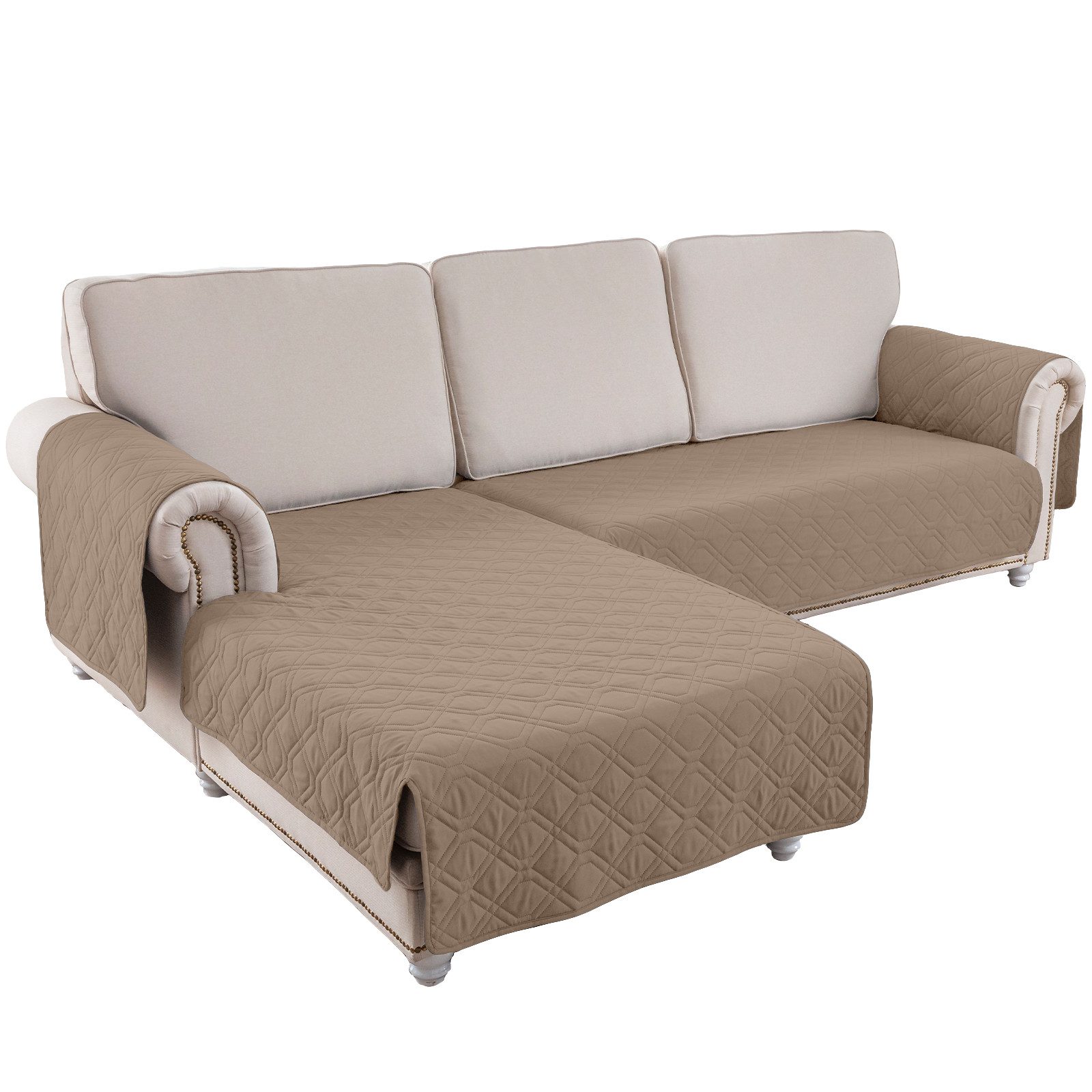 BTTO Sofahusse Sofa Schutz Abdeckung,L-Form wasserdichte Sofaschoner,Schonbezug, Reversible Gesteppte, Pet, Haustier Abdeckung, Kinder, Hunde