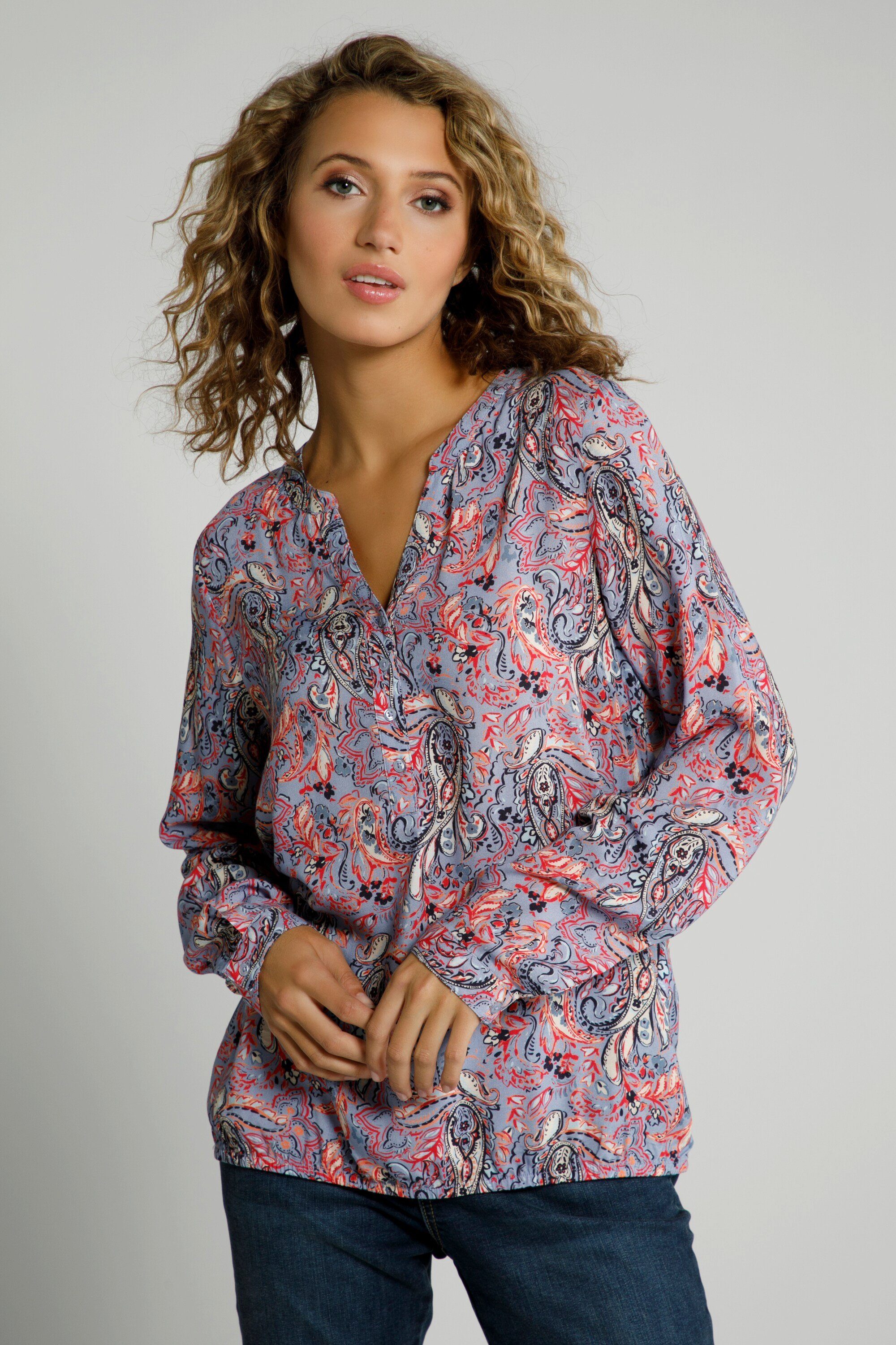 Gina Laura Longbluse Bluse Paisleydruck elastischer Saum